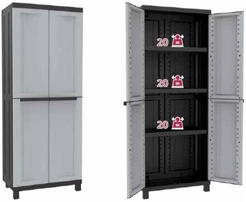 Terry, Twist Black , Armadio da Esterno Interno a 2 Ante, 3 Ripiani Interni Regolabili. , Dimensioni: 68x39x170 cm...