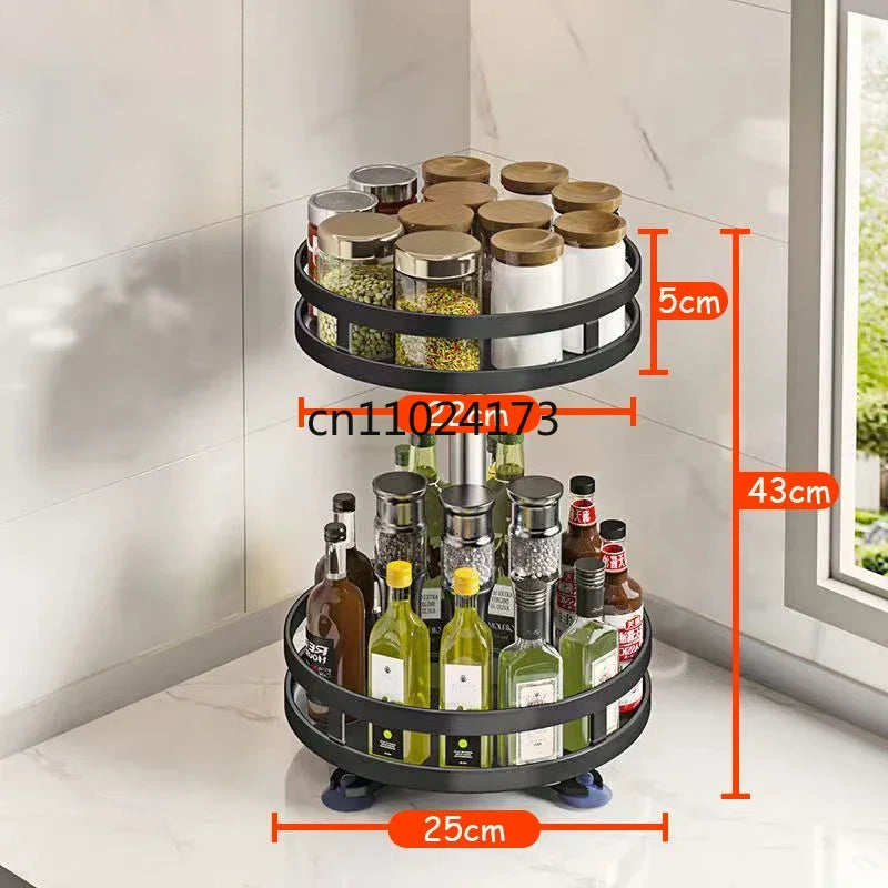 360°Rotation Spice Rack Organizer Jar Cans Non-Skid Storage Tray for Seasonings Kitchen Storage Rack Kitchen Accessories