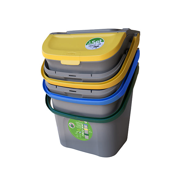 Set 3 Pattumiere per Raccolta Differenziata da 28 Litri Eco Way - Stefanplast