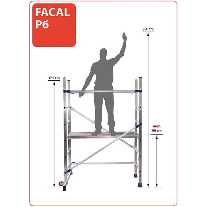 Trabattello in alluminio - Facal P6 - P.Lavoro: 125x41 cm - 14.6 kg