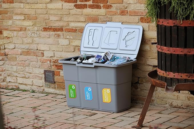 Pattumiera Ecopat 3 Scomparti Per Raccolta Differenziata - cm.75x37x50h. -5 PEZZI