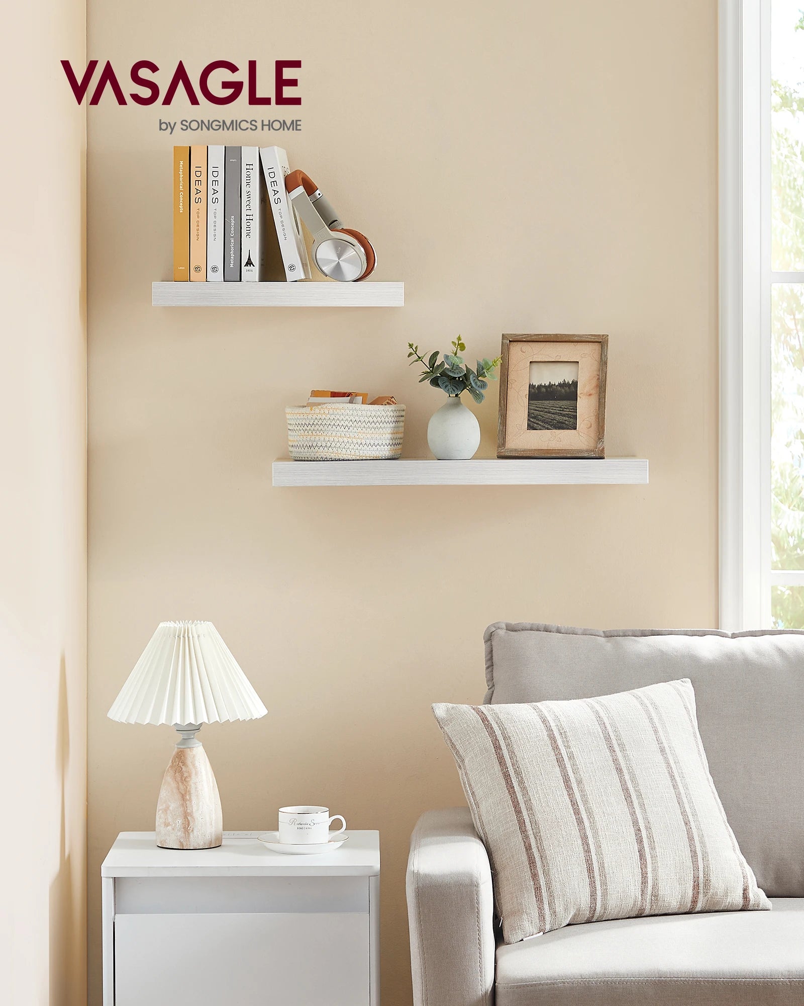Floating Shelf, Wall Shelf for Books, Photos, Collectibles, 40 X 20 X 3.8 Cm, MDF, for Living Room, Kitchen, Bedroom