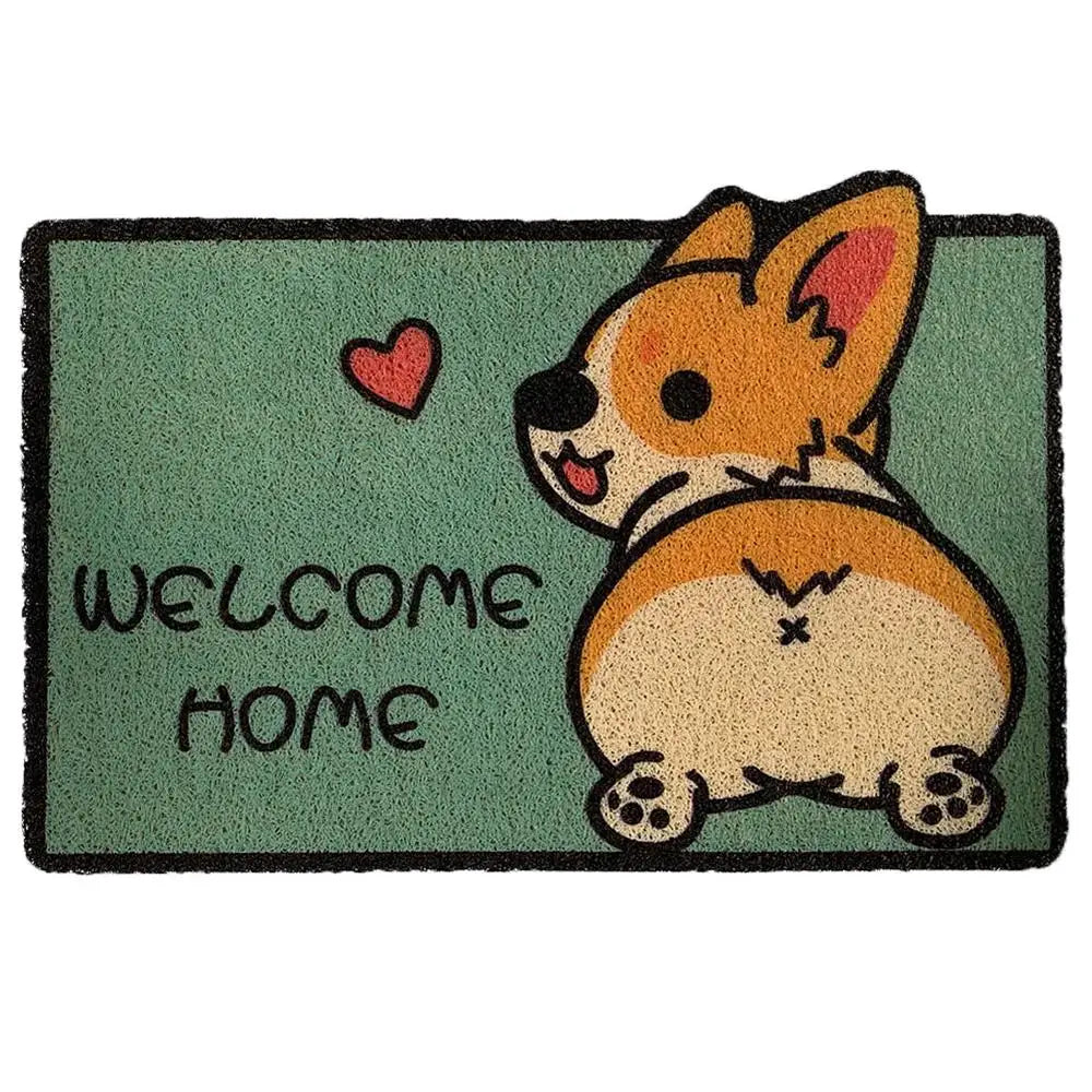 Cute Welcome Doormats for Front Door Outdoor for Entrance Heavy Duty Doormat Puppy Cat Animal Floormat Easy Clean Shoes Scraper