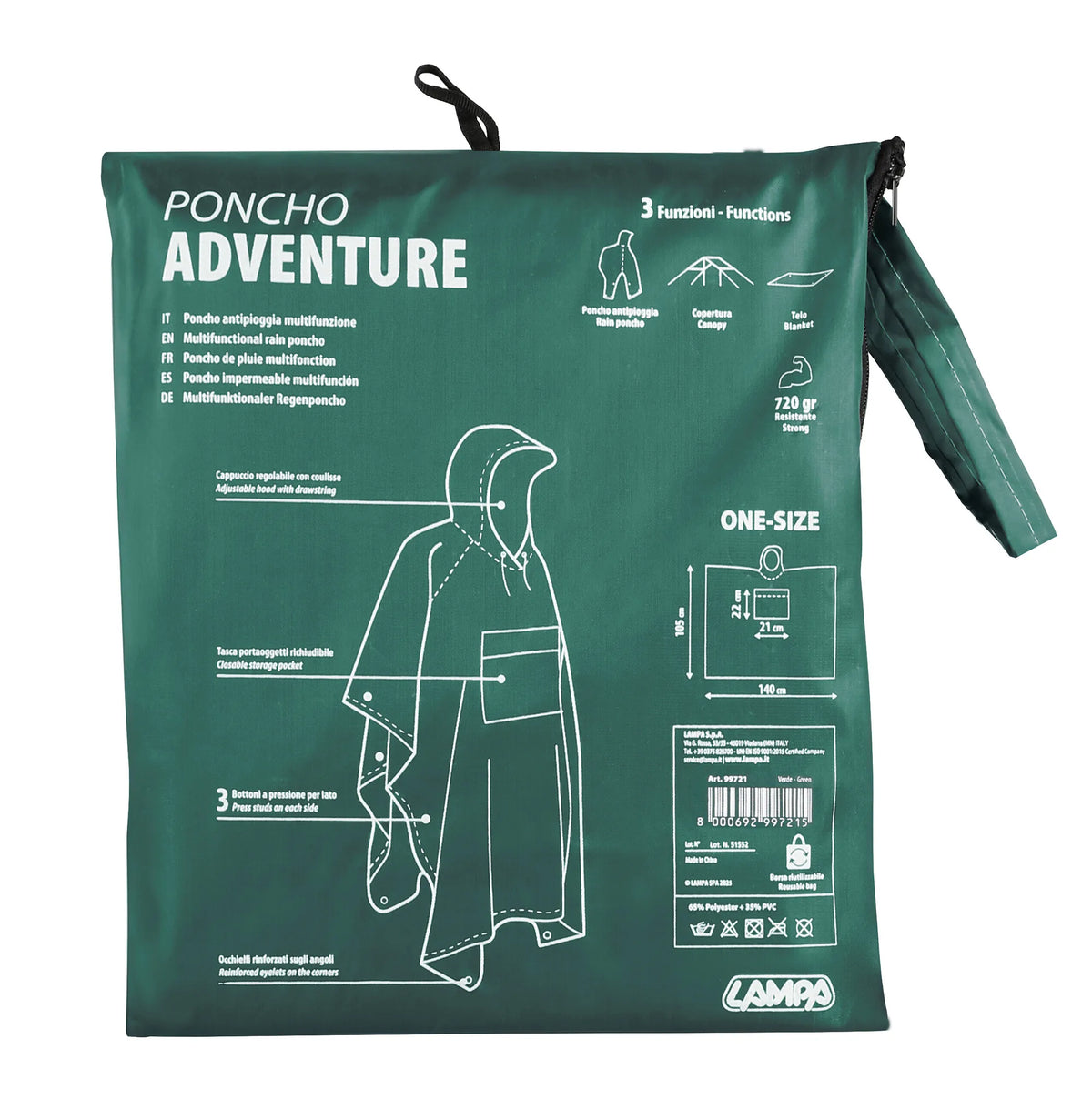 La confezione di Adventure, poncho antipioggia multifunzione, vista 2