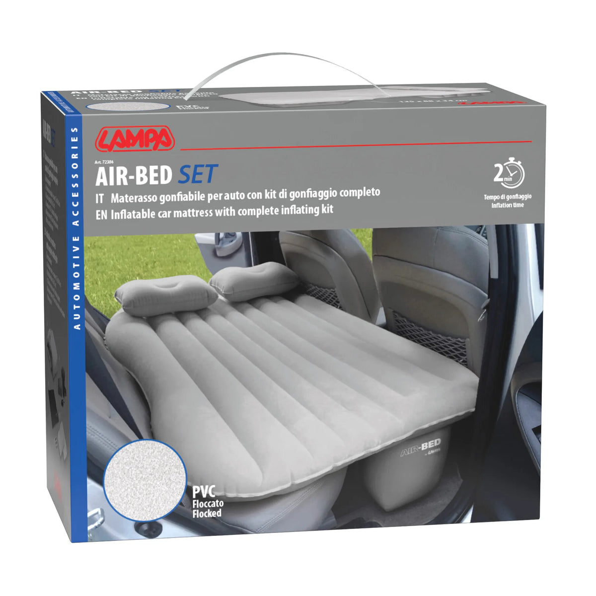 La confezione di Air-Bed, materasso gonfiabile per auto + mini compressore