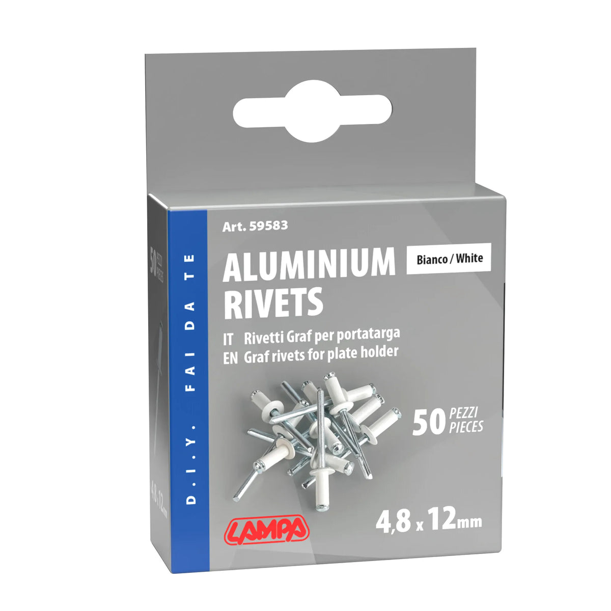 La confezione di Aluminium Rivets, set 50 rivetti Graf per portatarga, vista 3