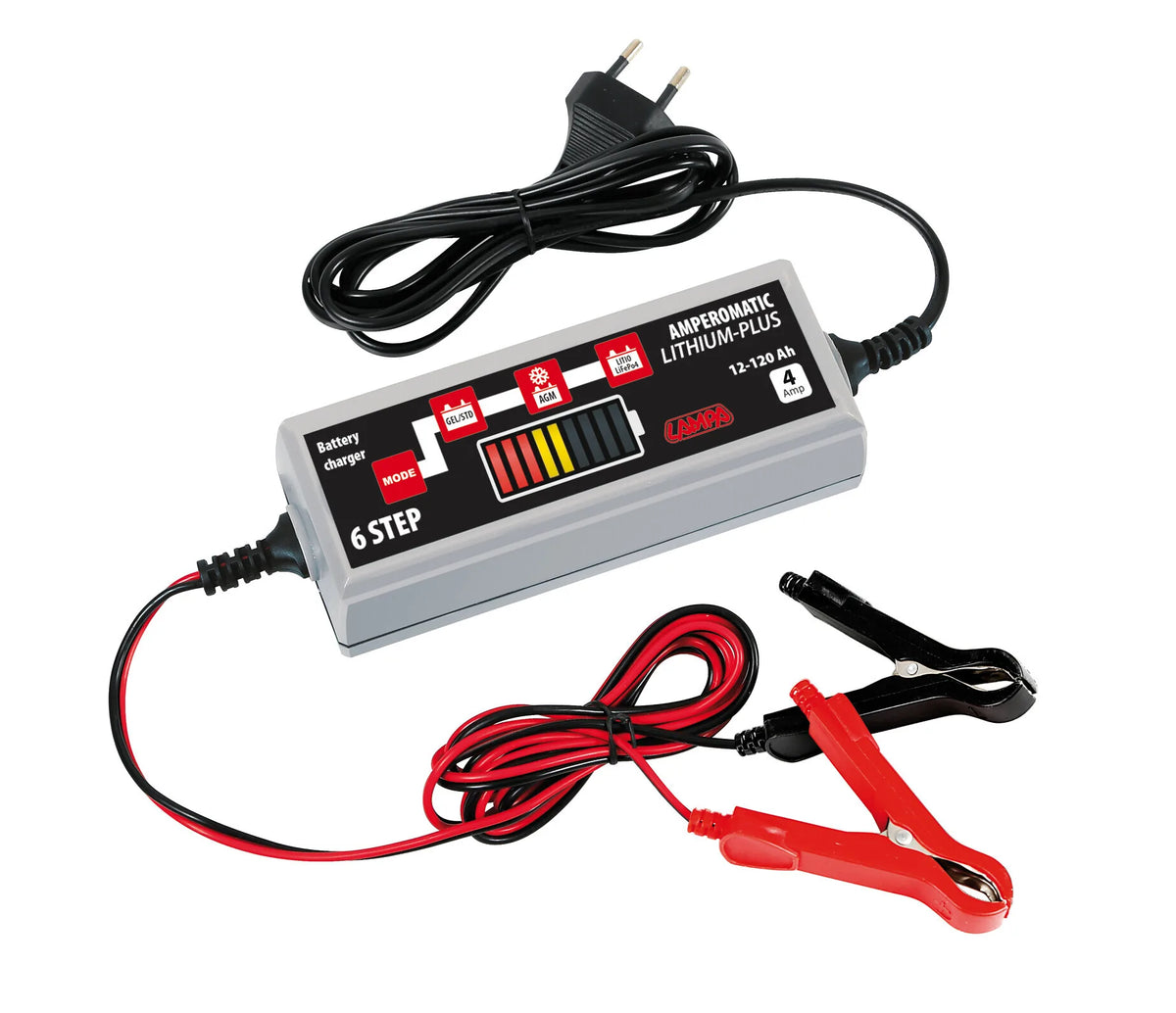 Amperomatic Lithium-Plus, caricabatteria intelligente, 12V — controllato da microprocessore, ideale per veicoli a 12V