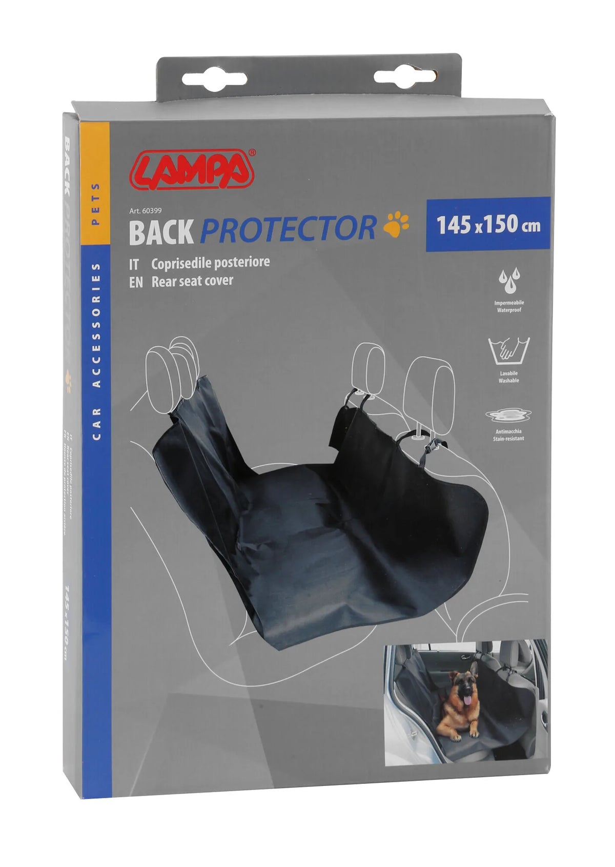 La confezione di Back-Protector, Coprisedile e copritappeto posteriore