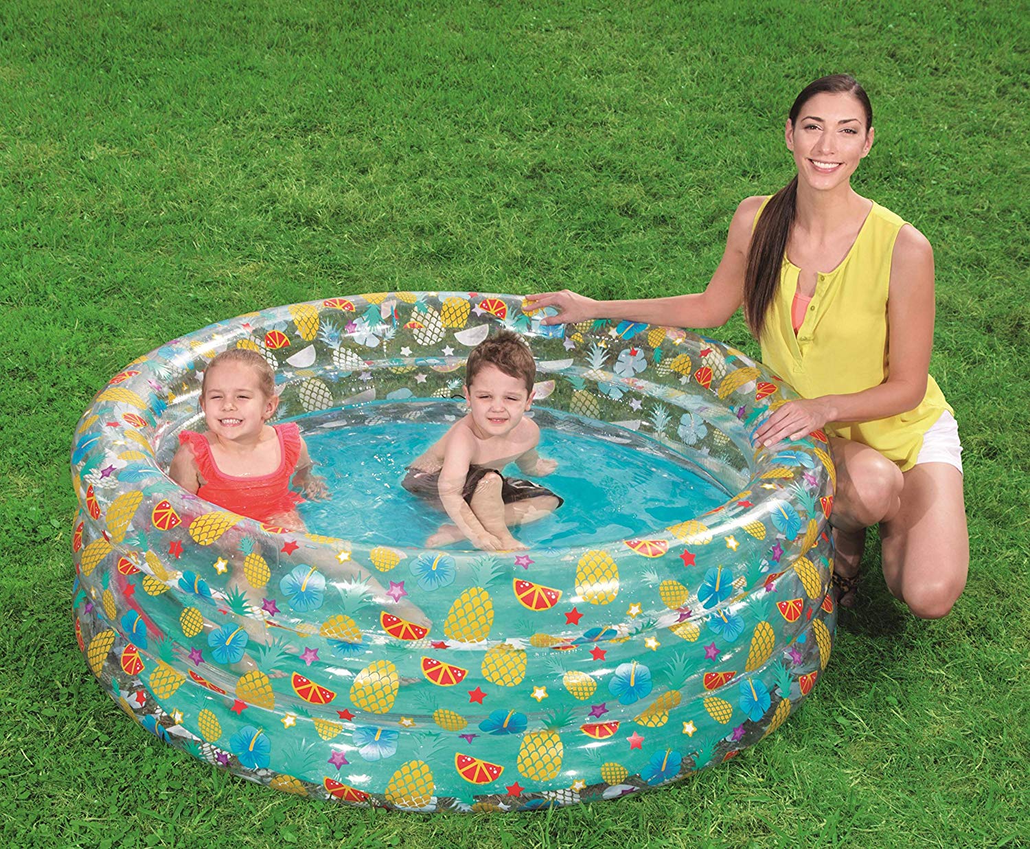 Piscina "Tropical play pool" - trasparente 3 anelli - +6 anni - ø cm 150x53h - peso kg.2,530 (art.51045)