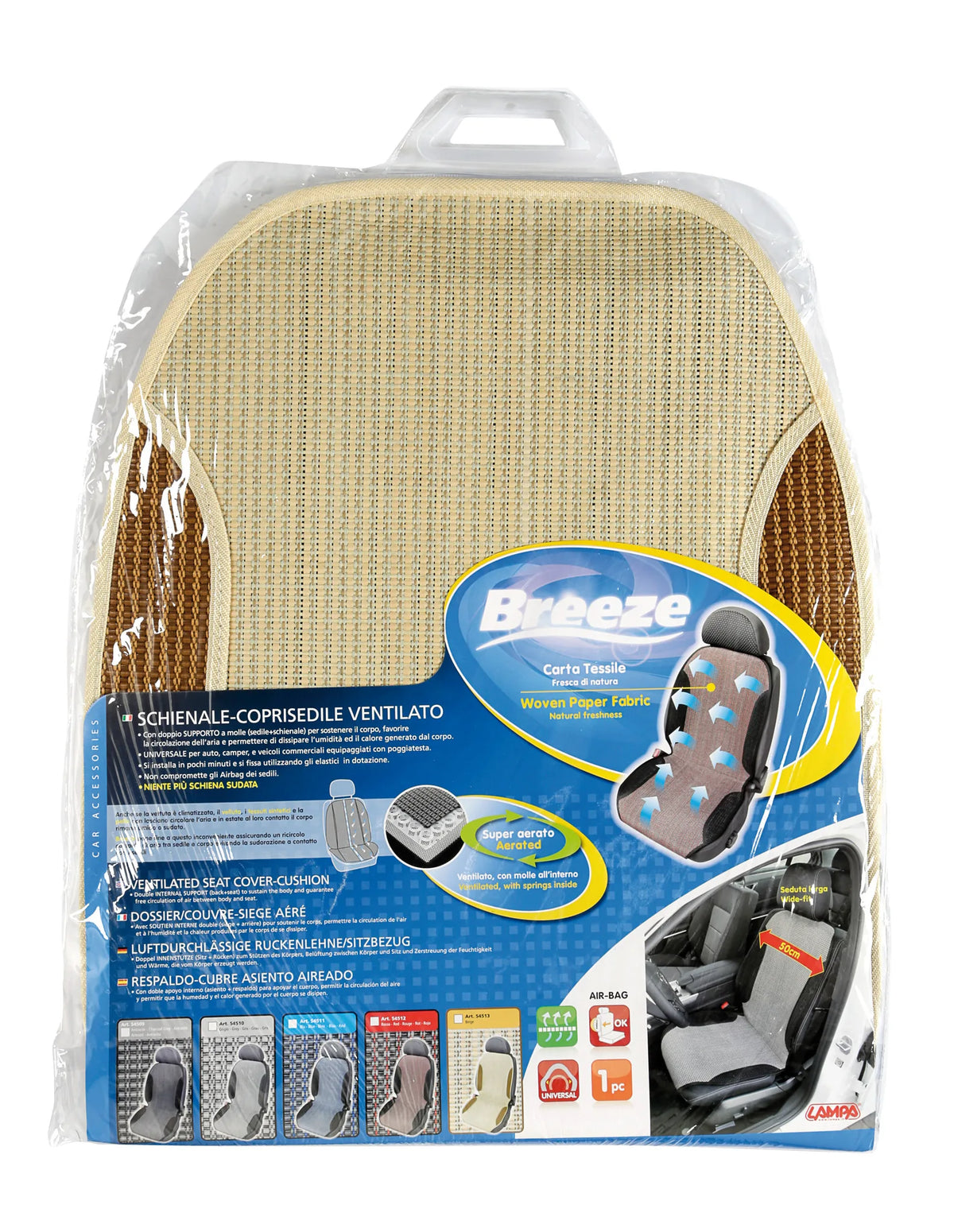La confezione di Breeze, schienale ventilato in carta tessile