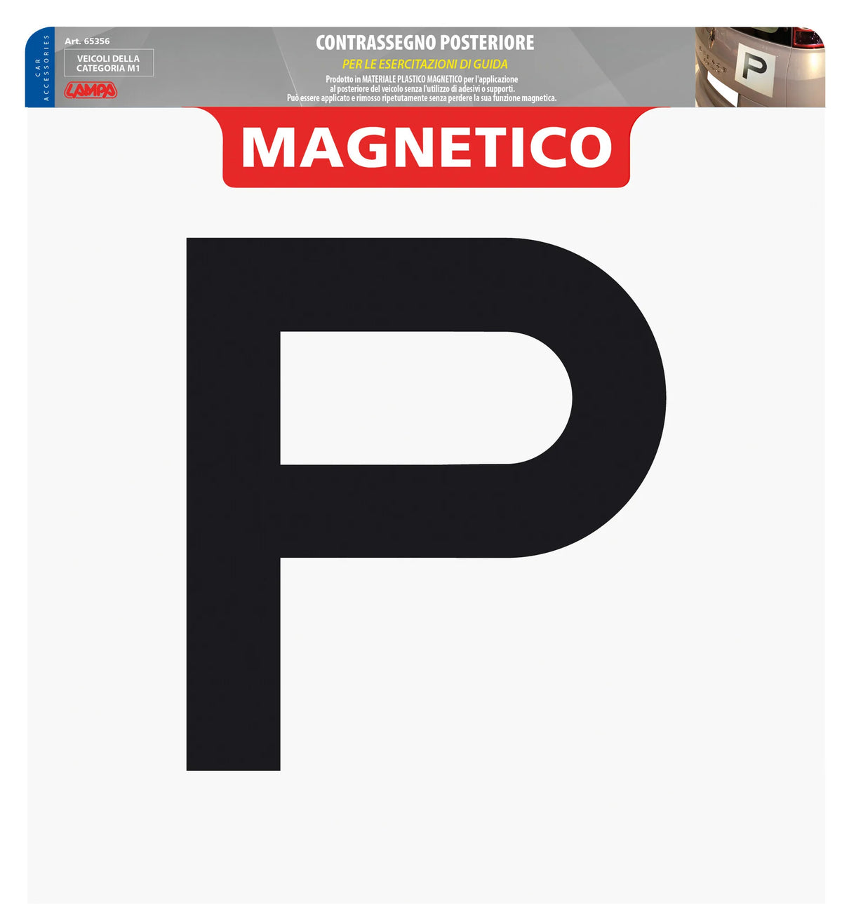 Contrassegno per esercitazioni guida, magnetico su fondo bianco, vista 2