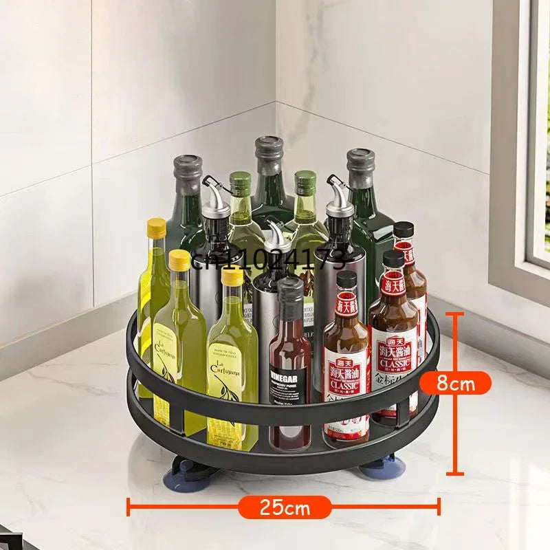 360°Rotation Spice Rack Organizer Jar Cans Non-Skid Storage Tray for Seasonings Kitchen Storage Rack Kitchen Accessories