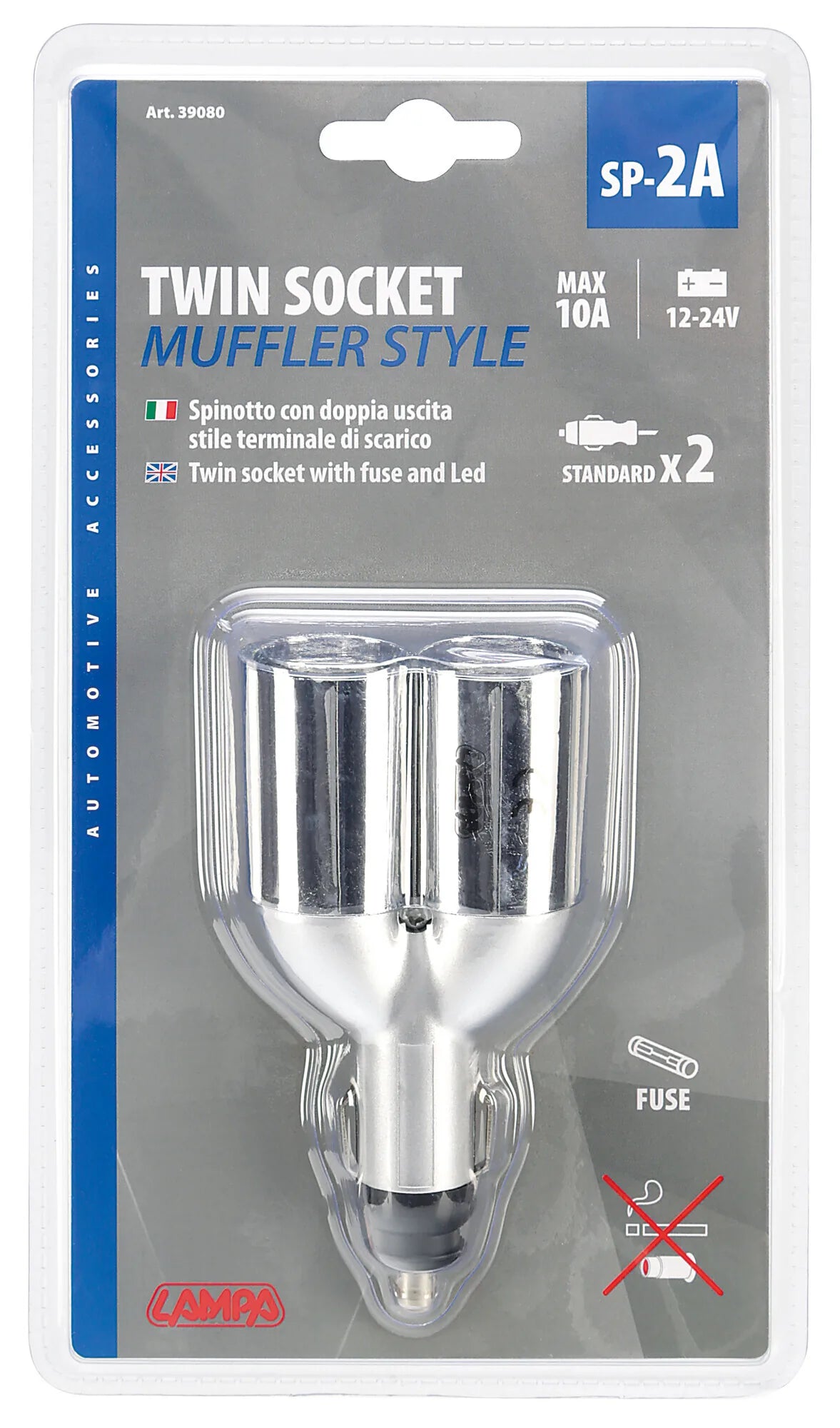La confezione di Dual-Muffler, presa corrente doppia 12/24V