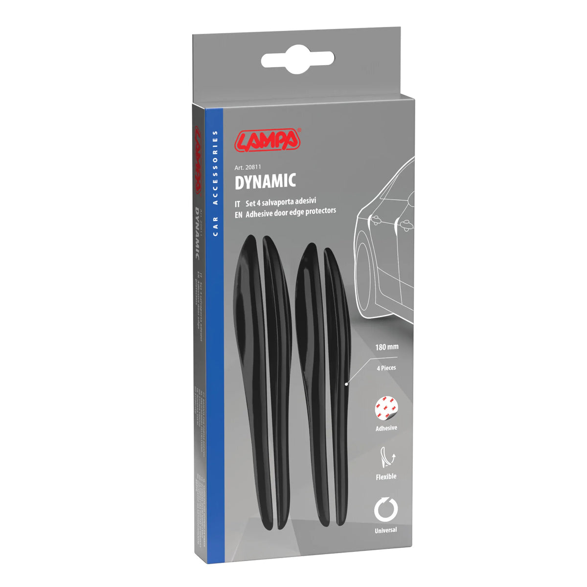 La confezione di Dynamic, set 4 salvaporta adesivi