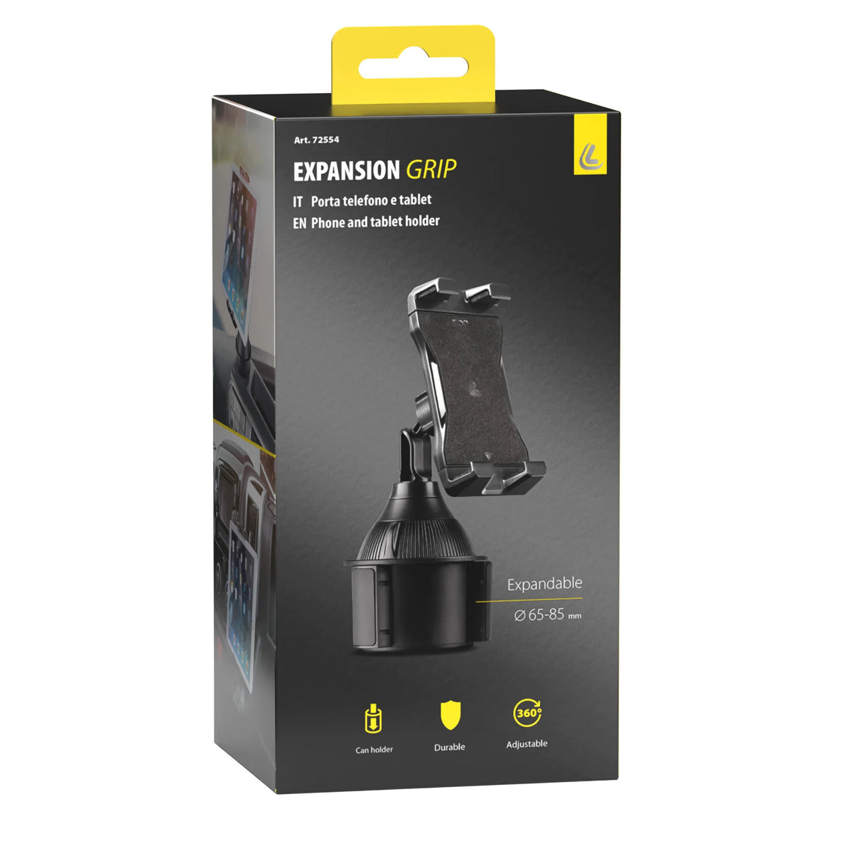 La confezione di Expansion Grip, porta telefono/tablet per portalattina