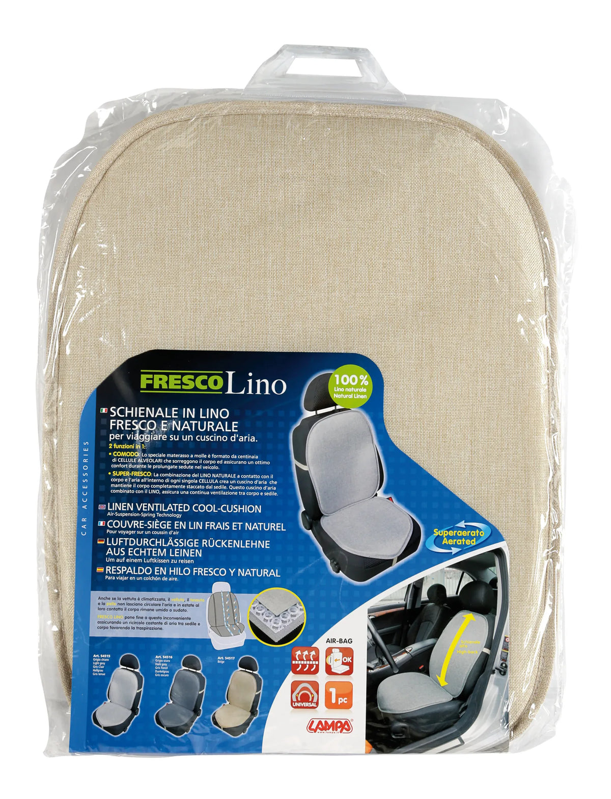 La confezione di Fresco Lino, schienale in lino fresco e naturale - Grigio