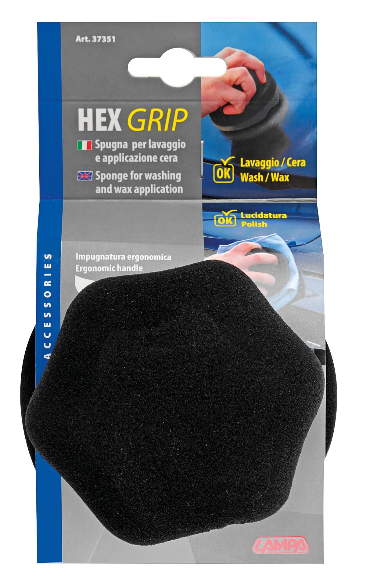 La confezione di Hex Grip, spugna per lavaggio e applicazione cera