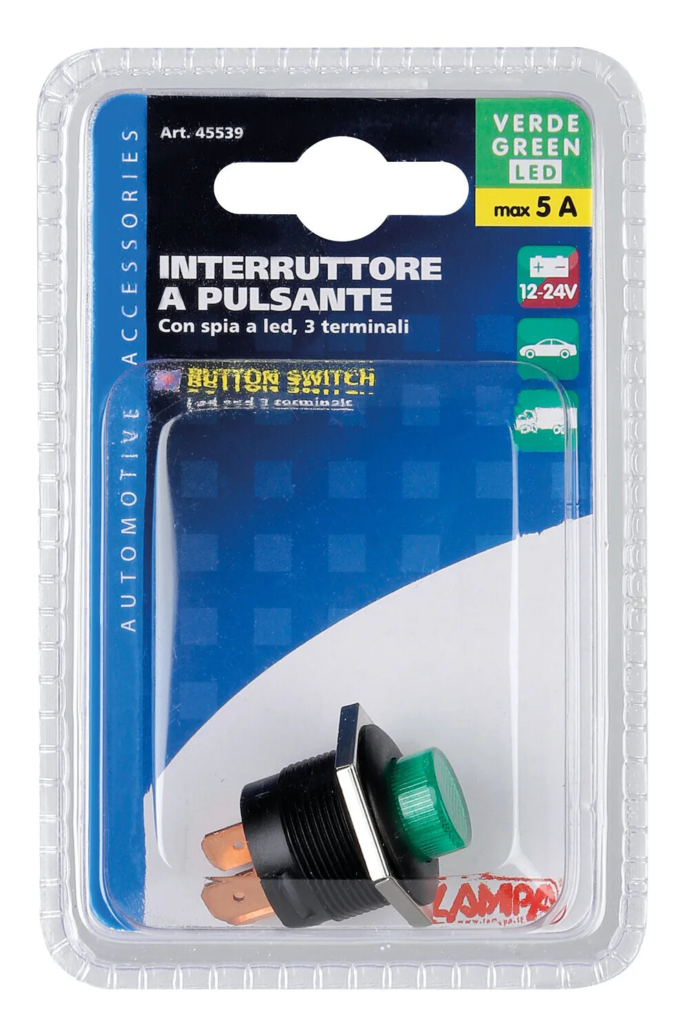 La confezione di Interruttore a pulsante con spia a Led, vista 3
