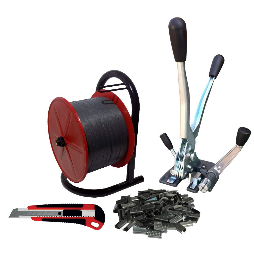 Kit Reggitura Completo con Tendireggia Manuale, Reggetta, Sigilli e Taglierino Omaggio - Imballaggio Professionale