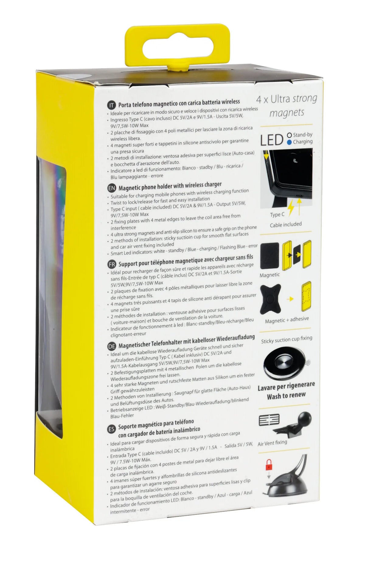 La confezione di Magneto Wireless, porta telefono magnetico con carica