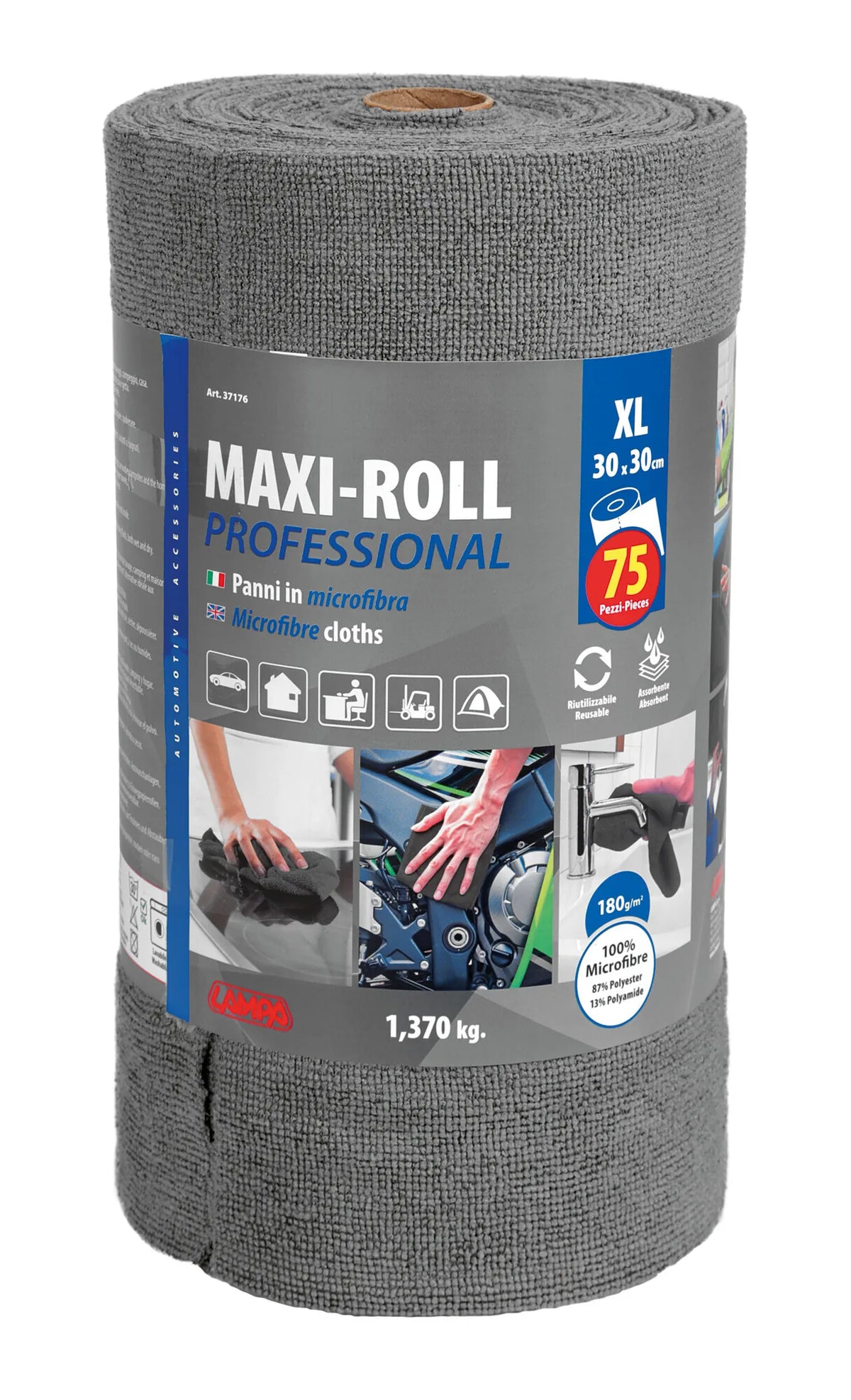La confezione di Maxi-Roll Professional, panni microfibra - 30x30 cm - 75
