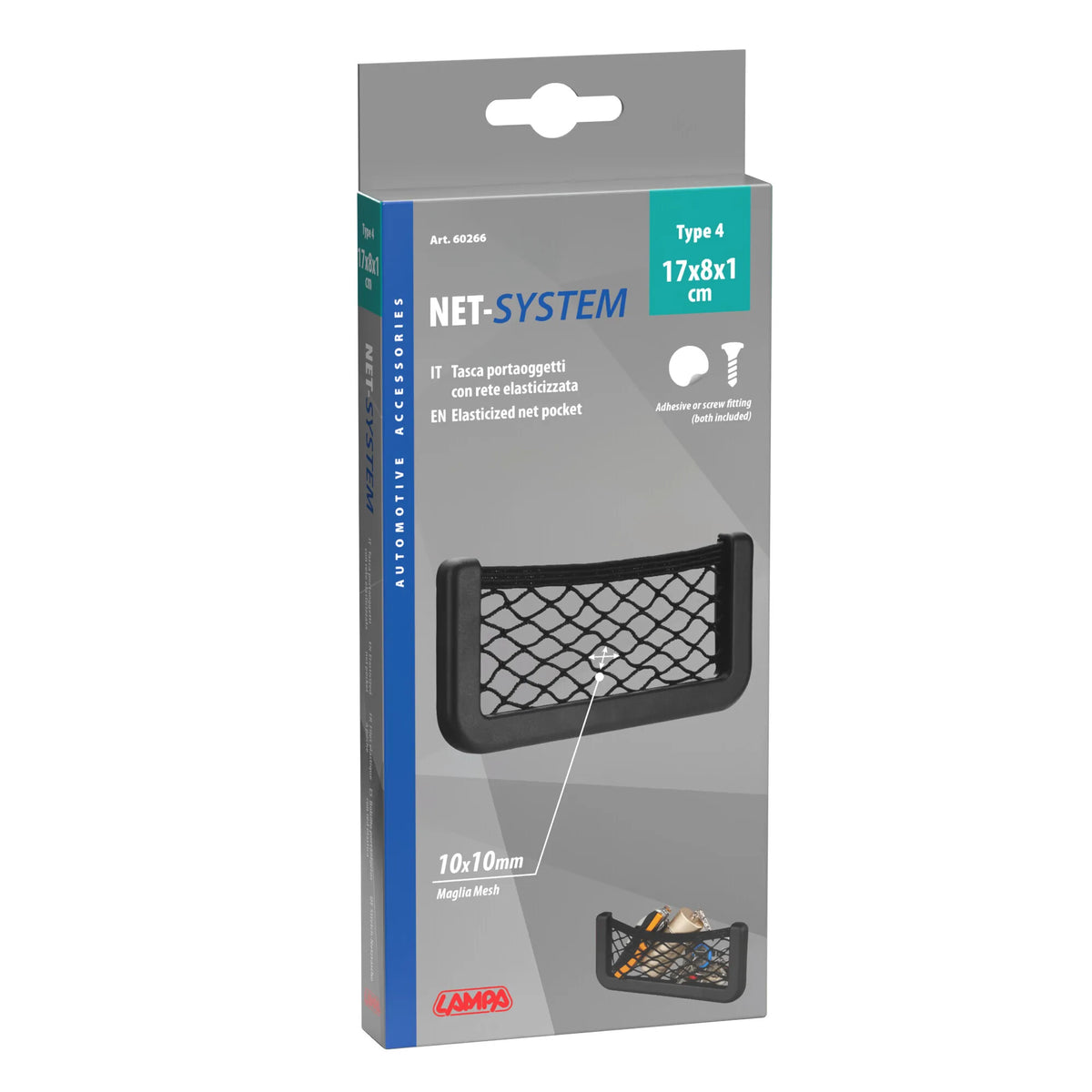 La confezione di Net-System-4, tasca a rete elasticizzata - 17x8 cm