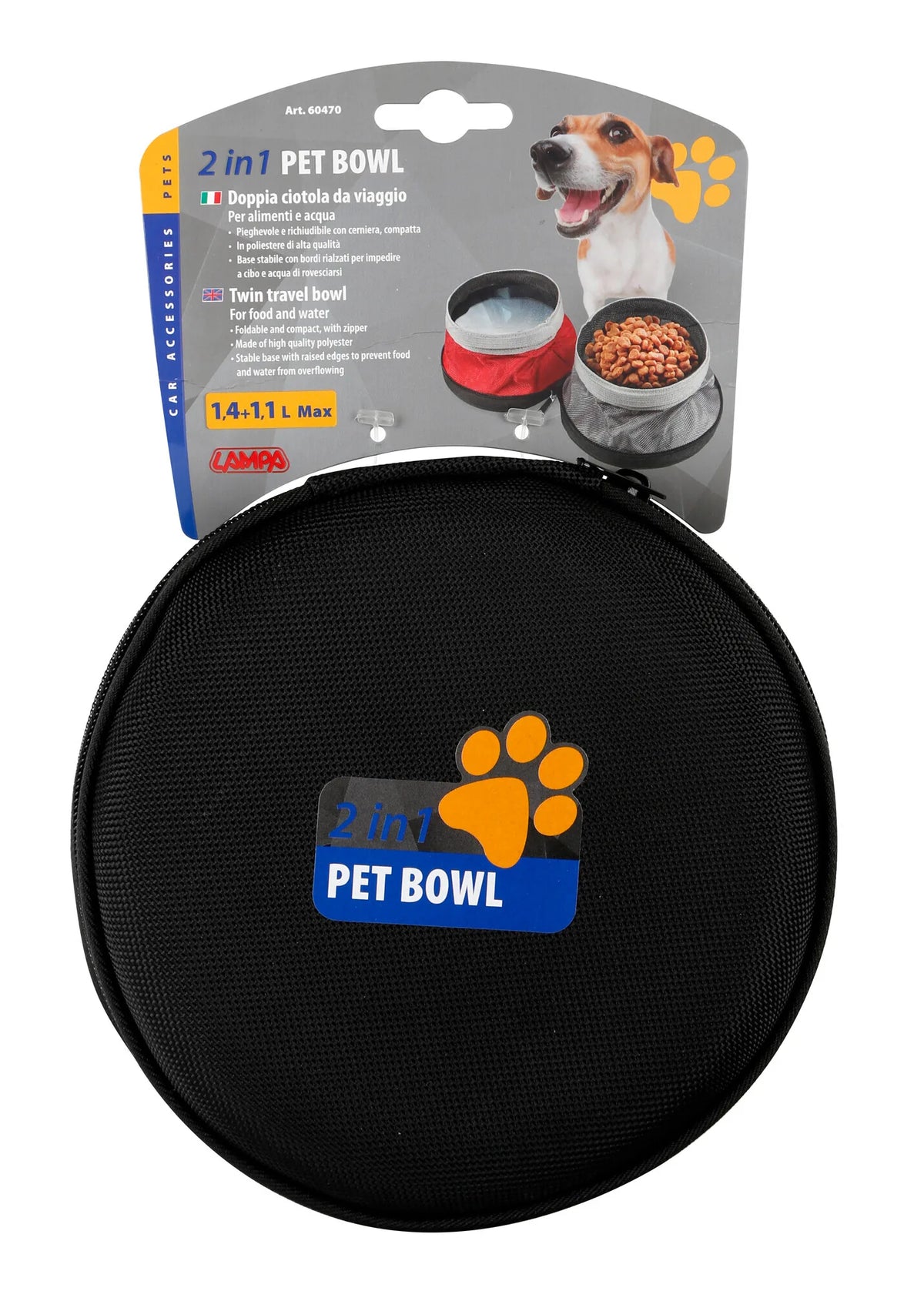 La confezione di Pet Bowl, doppia ciotola da viaggio per animali - 1100+1400