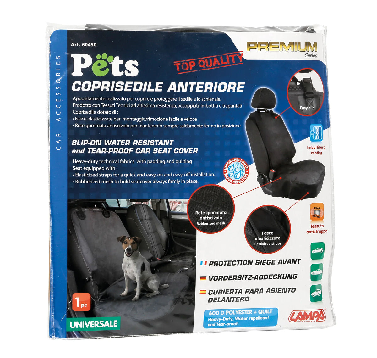 La confezione di Pets Premium, coprisedile anteriore