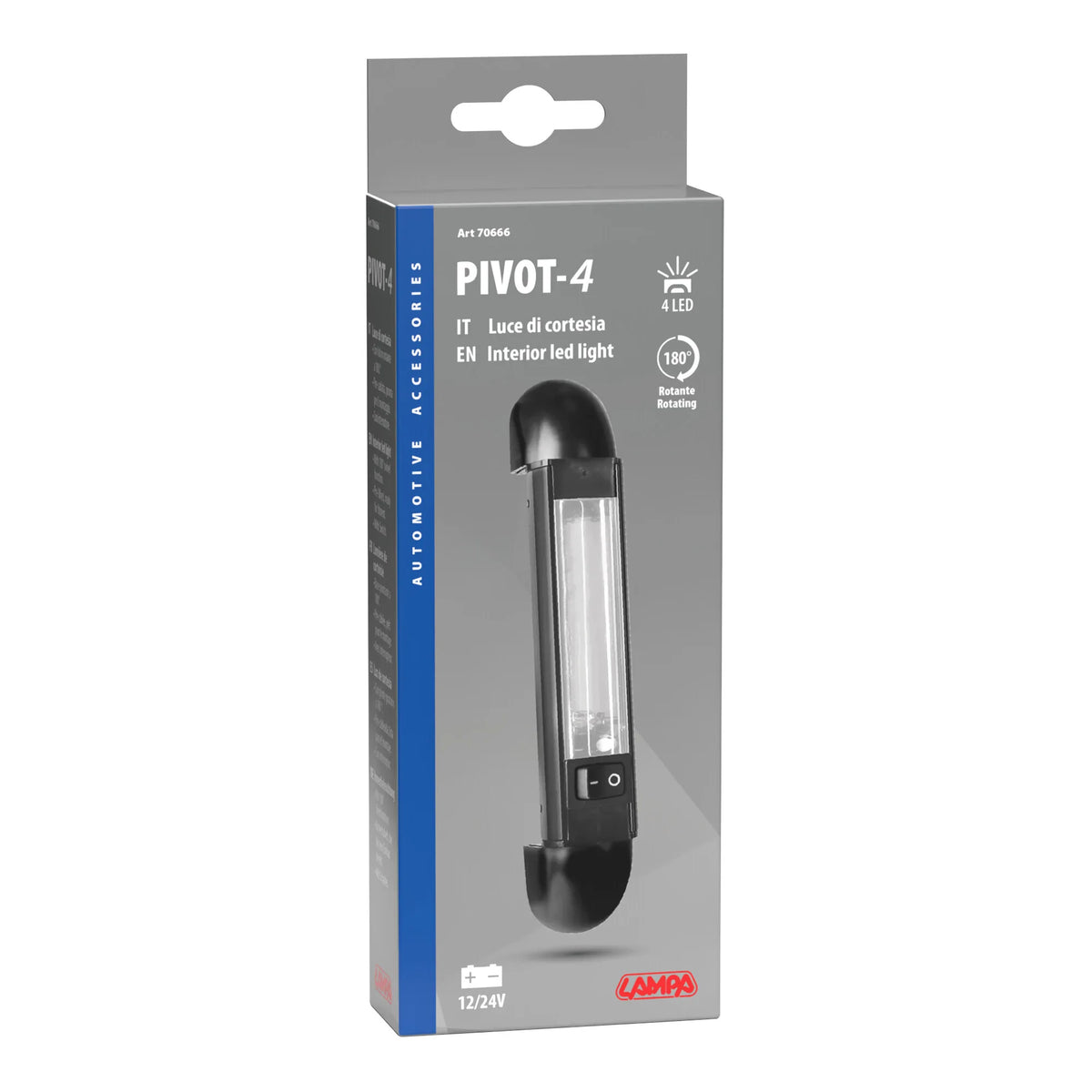 La confezione di Pivot-4, luce di cortesia a 4 led, 12/24V