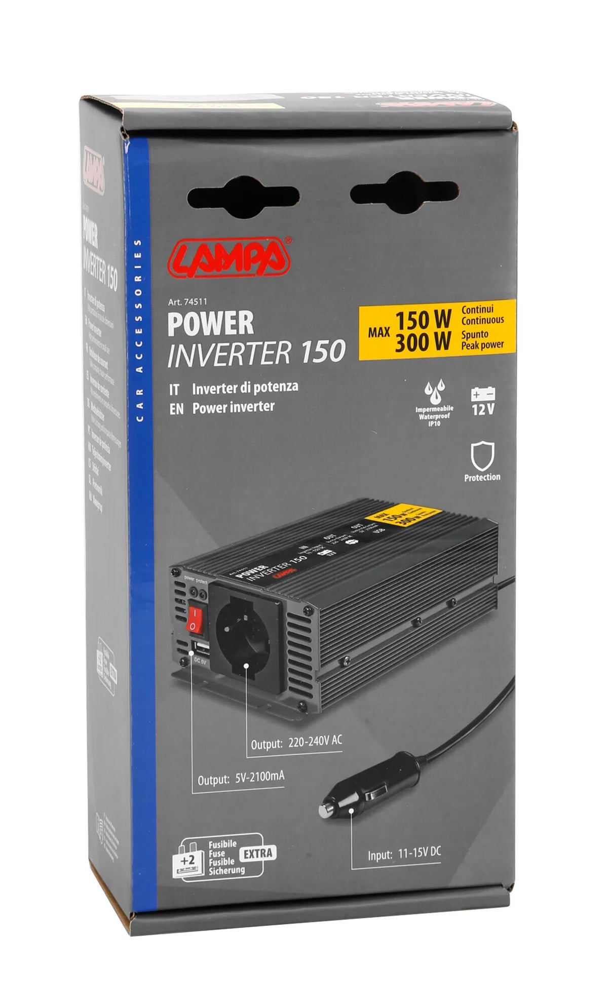 La confezione di Power Inverter 150, trasformatore 12V > 220V