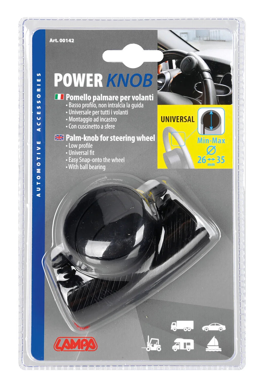 La confezione di Power-Knob, pomello palmare per volanti