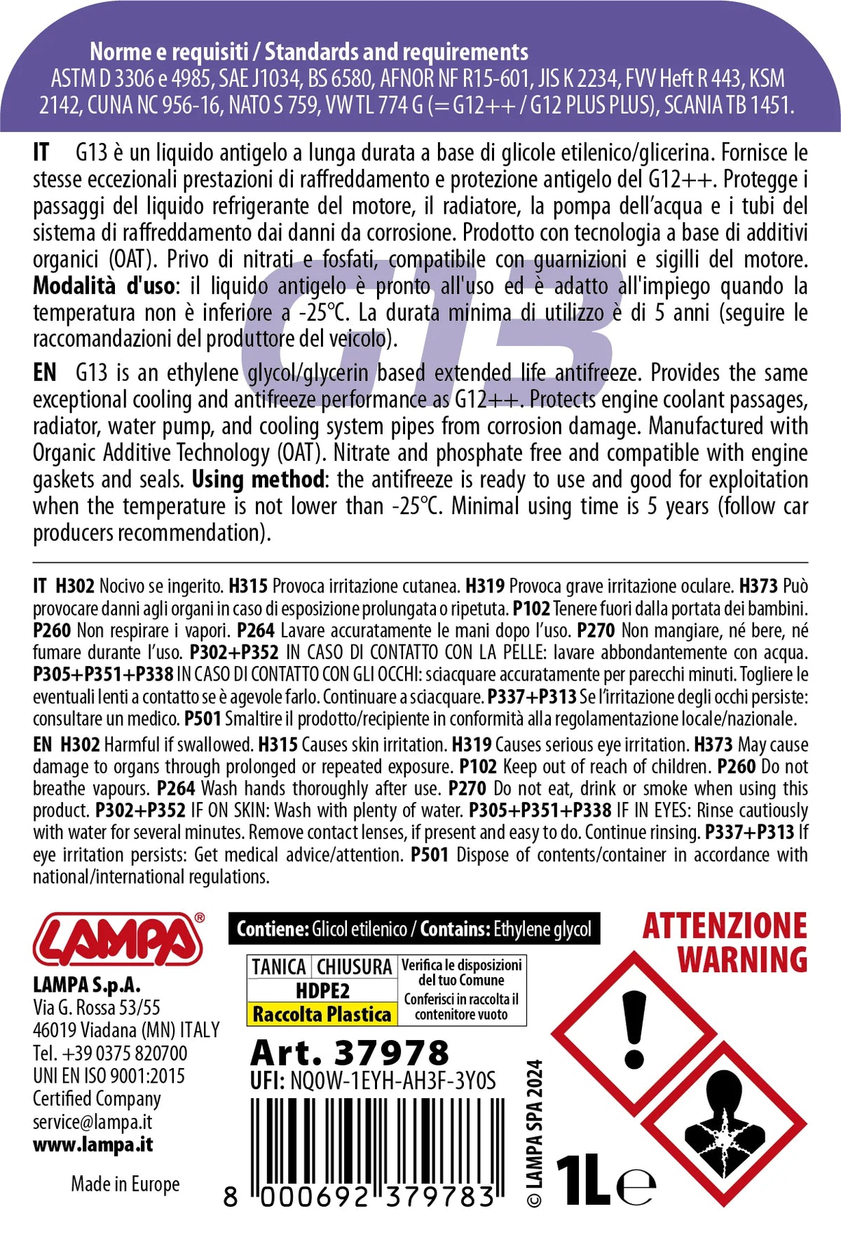 La confezione di Premium Series Viola G13, liquido antigelo radiatore