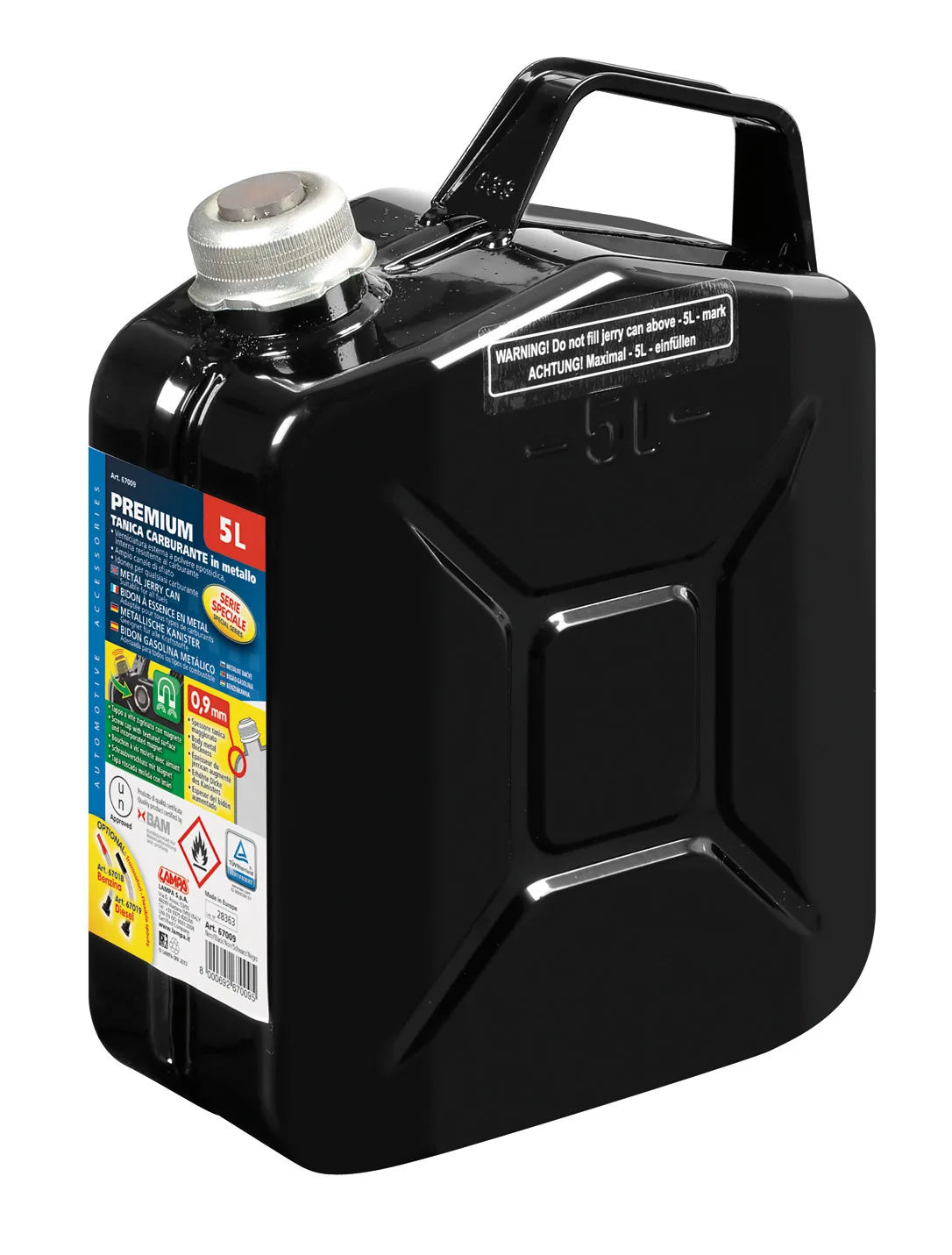 Premium, tanica carburante in metallo - 5 L — idonee per gasolio, benzina senza piombo e kerosene