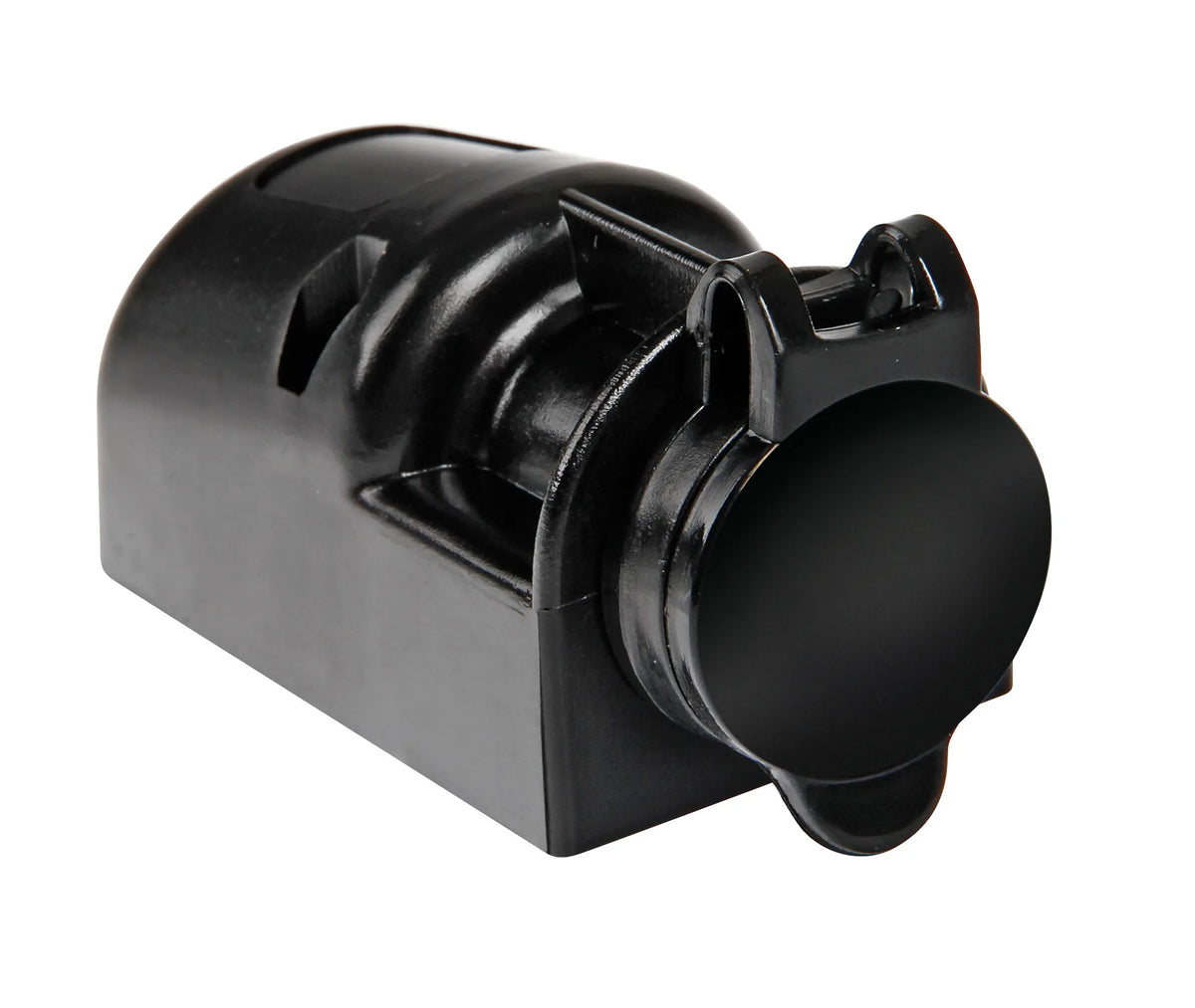 Presa corrente DIN, montaggio in superficie, 12/24V — con coperchio di chiusura. Max 15A. Universale