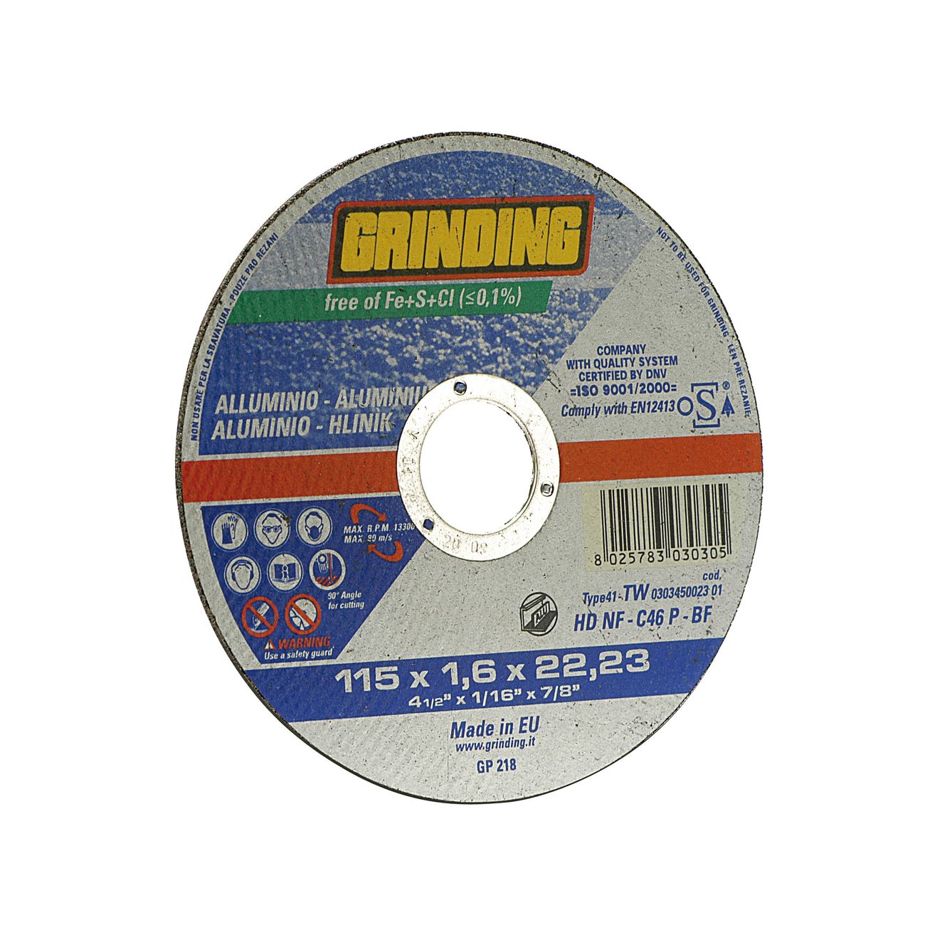 Grinding minidisco per alluminio d.115x1,6 - 50 pz