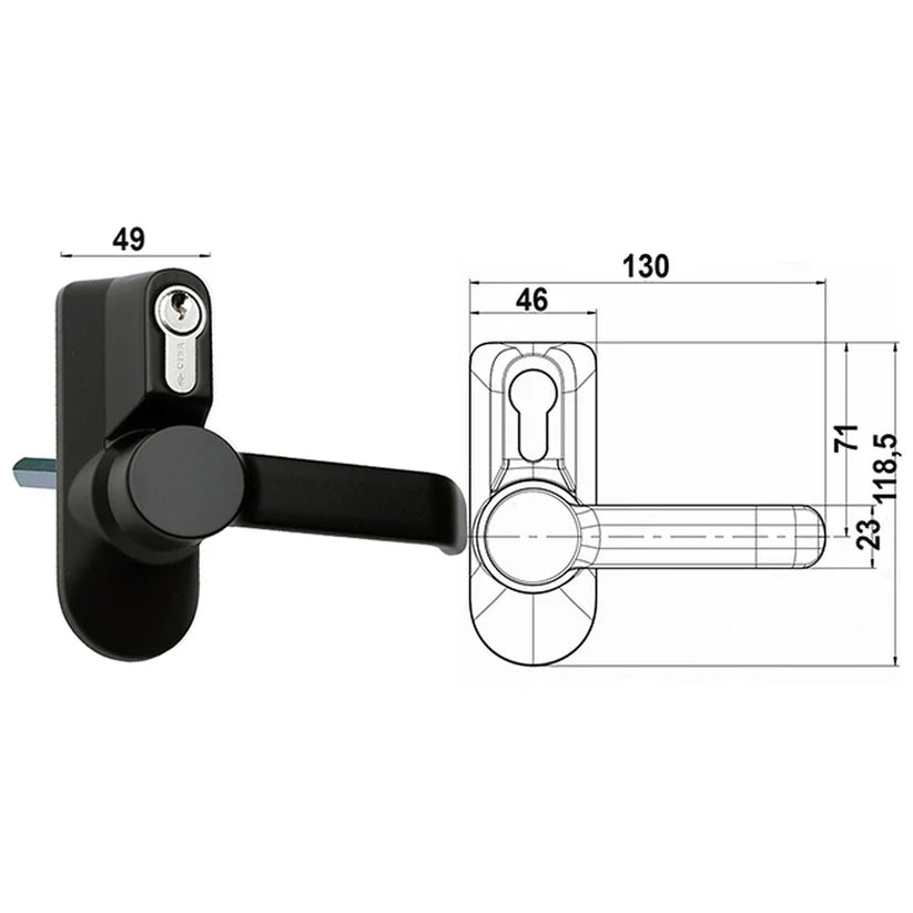 Comando esterno per maniglione antipanico colore nero