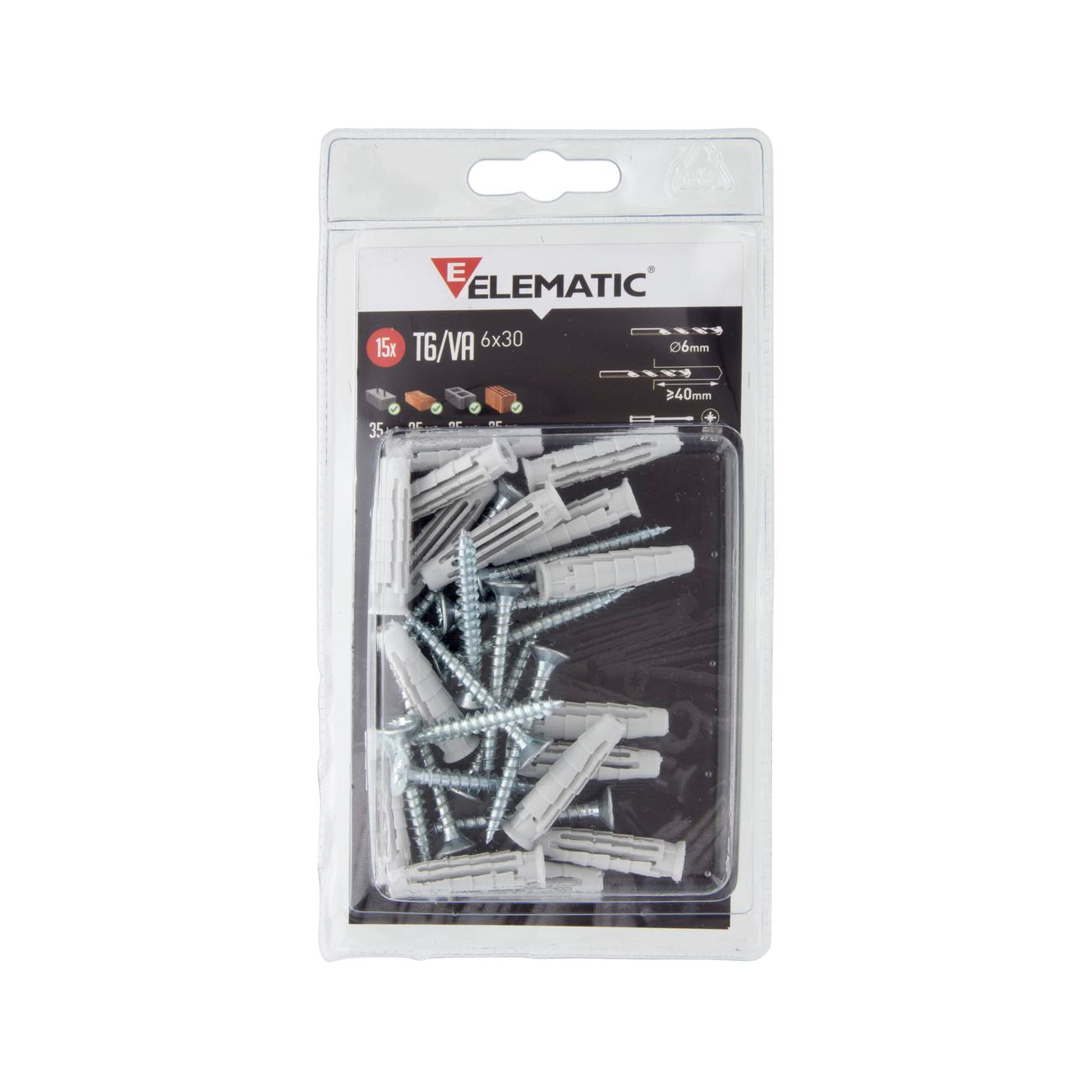 Elematic tassello t6/ va 5x25 con vite 100 pz
