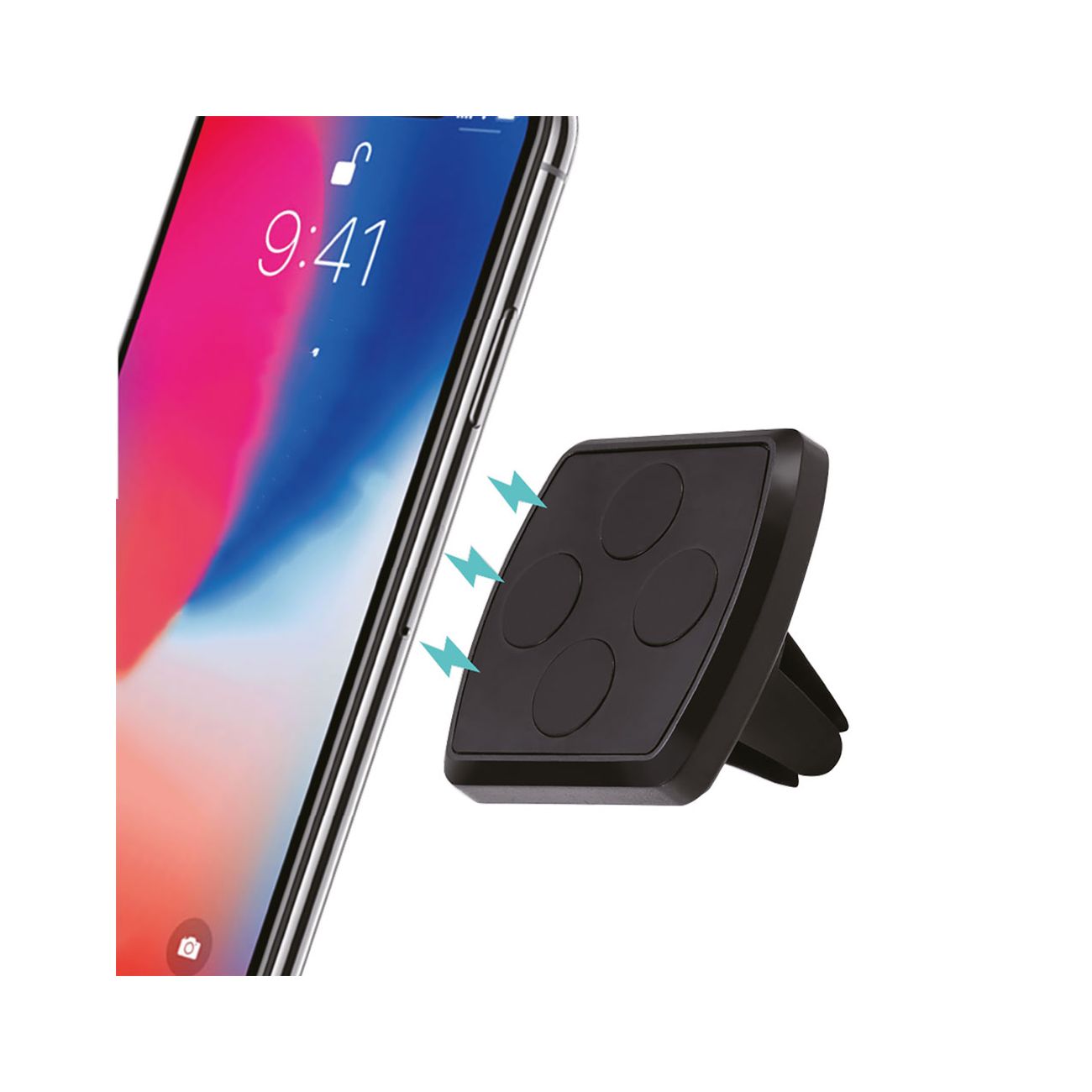 Supporto smartphone magnetico per automobile nero - 12 pz