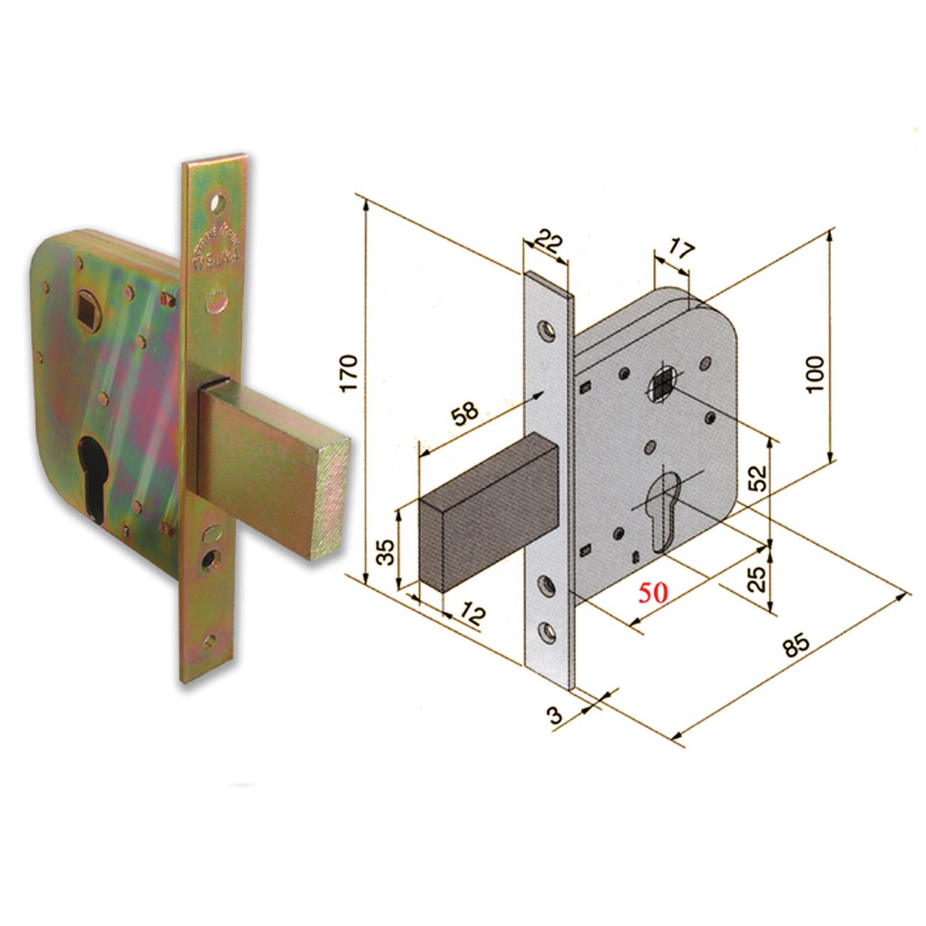 Welka 07050000 Serratura Infilare Cil Sag