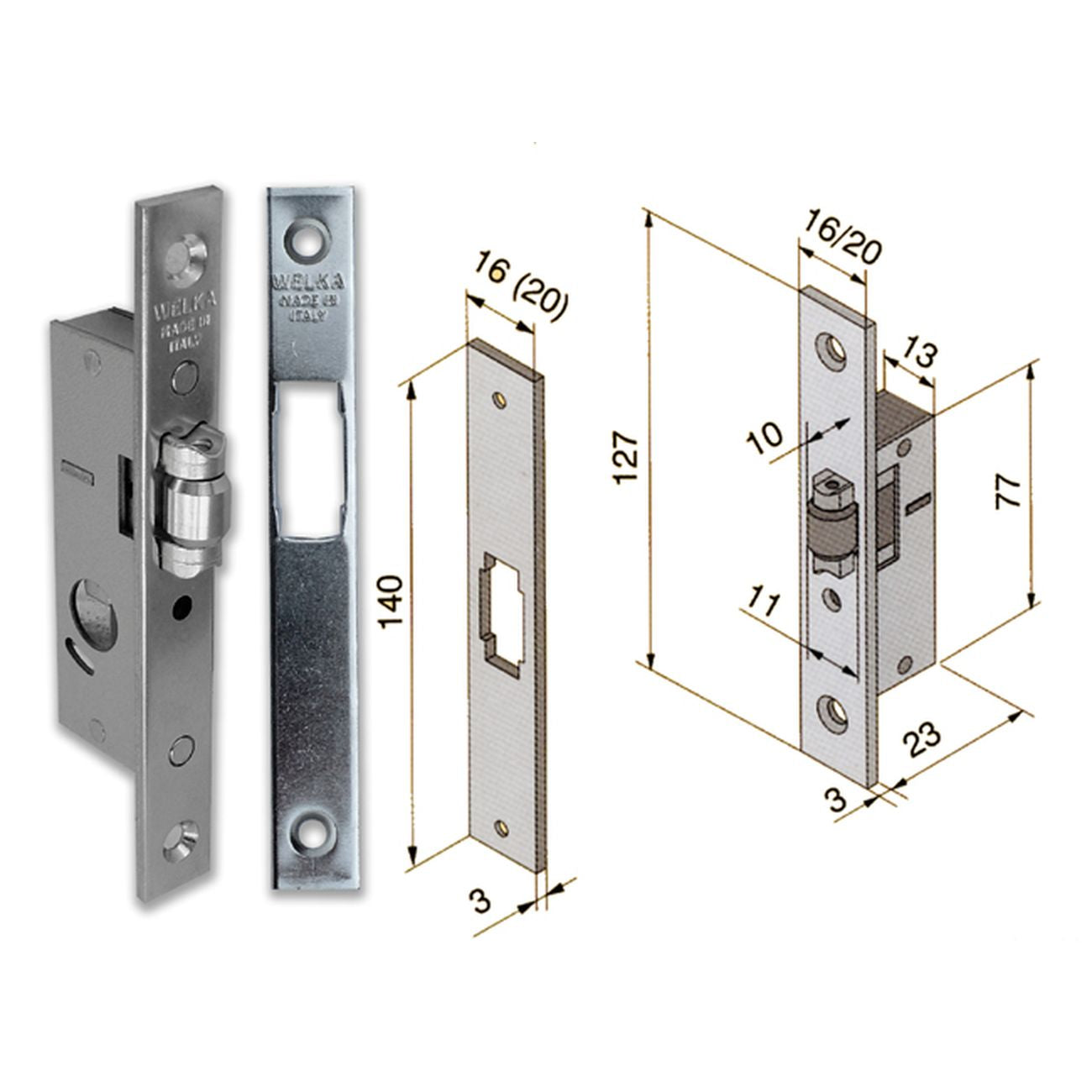 Welka 11415010 Serratura Infilare S/Cil F16