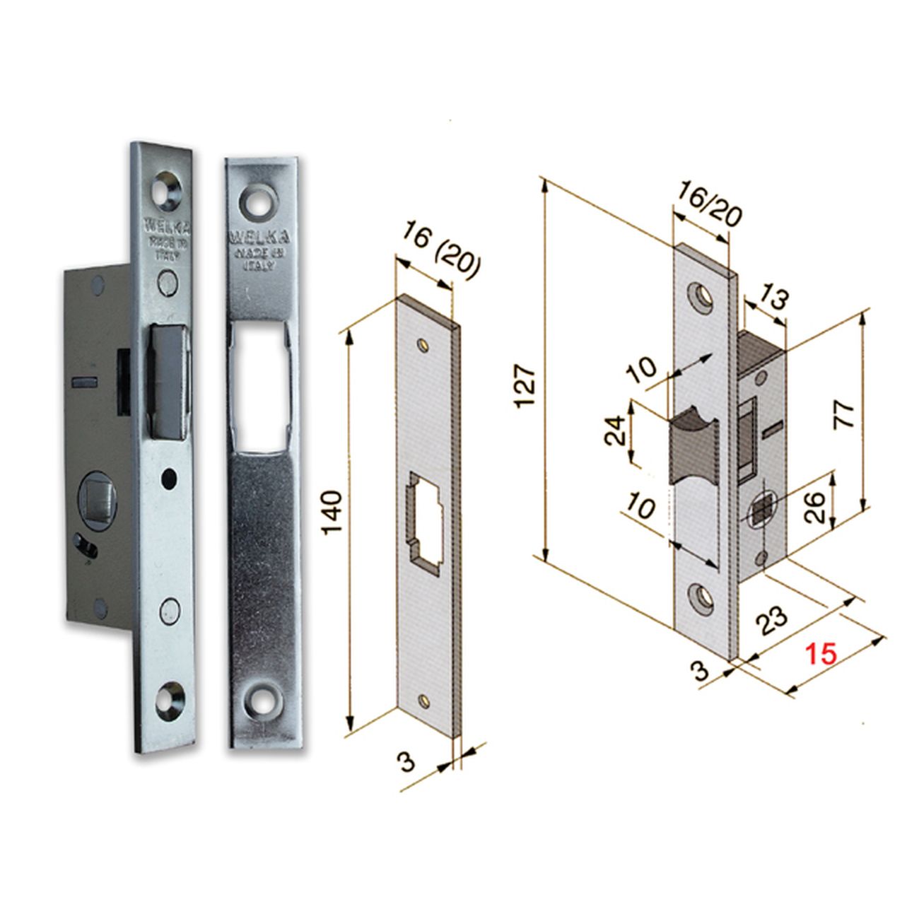 Welka 11315010 Serratura Infilare S/Cil F16