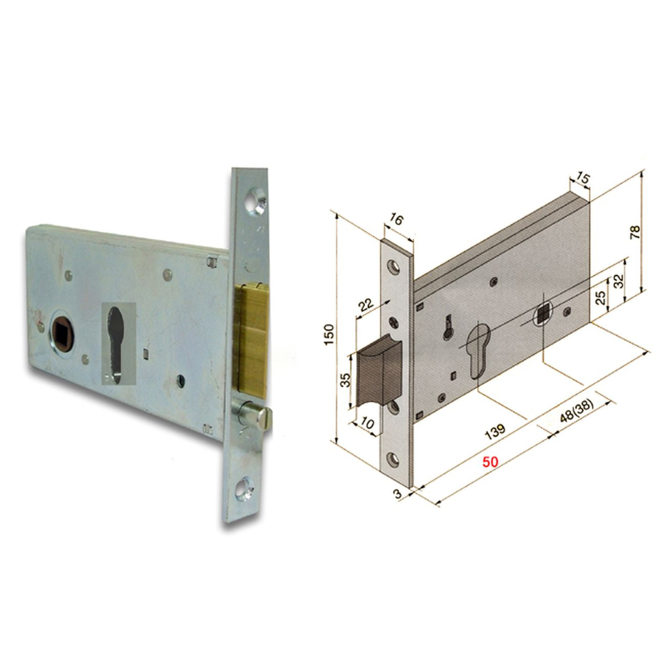 Welka 12160010 Serratura Infilare Cil Sag F16