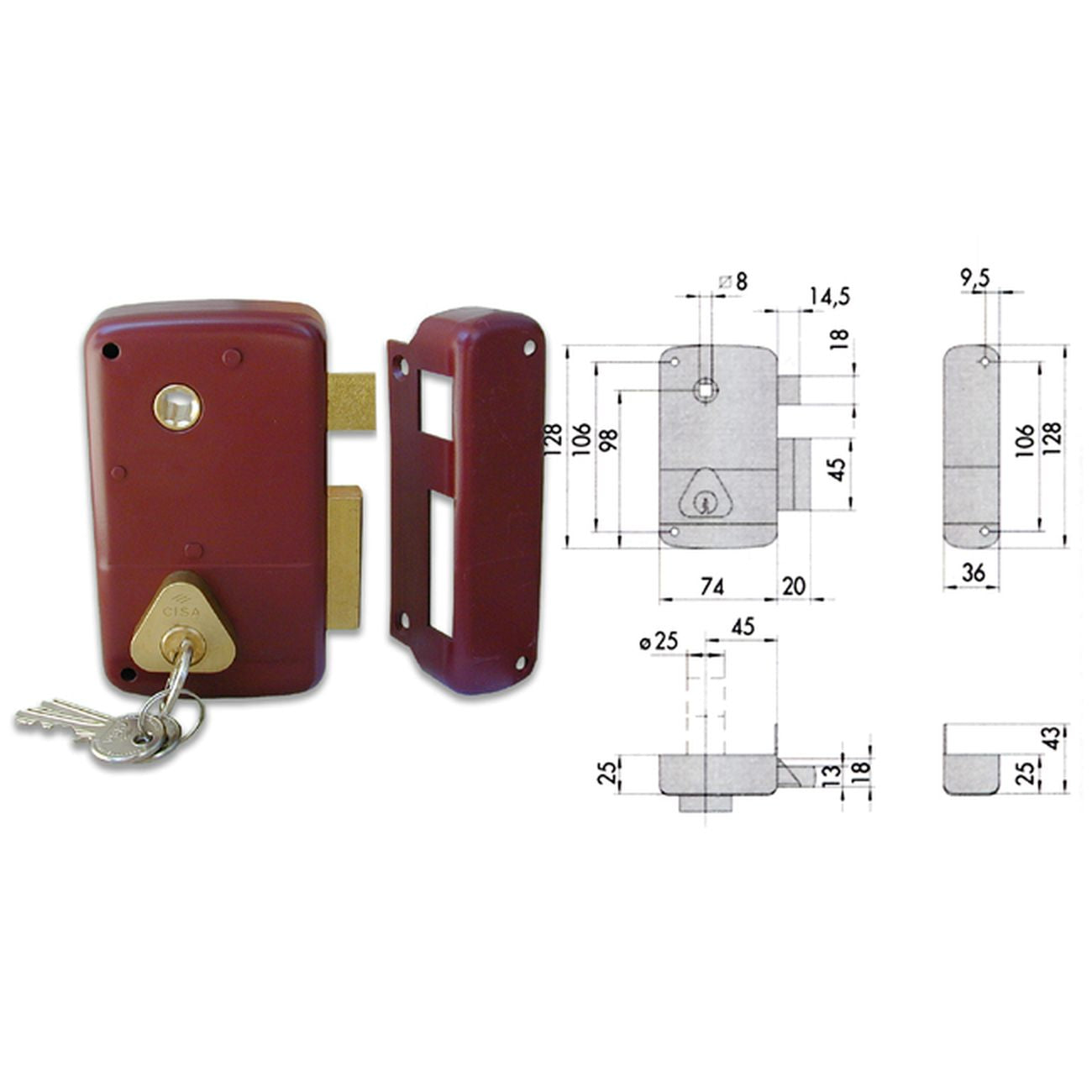 Cisa 50211-45-2 Serratura Applicare Cil Fisso Sx