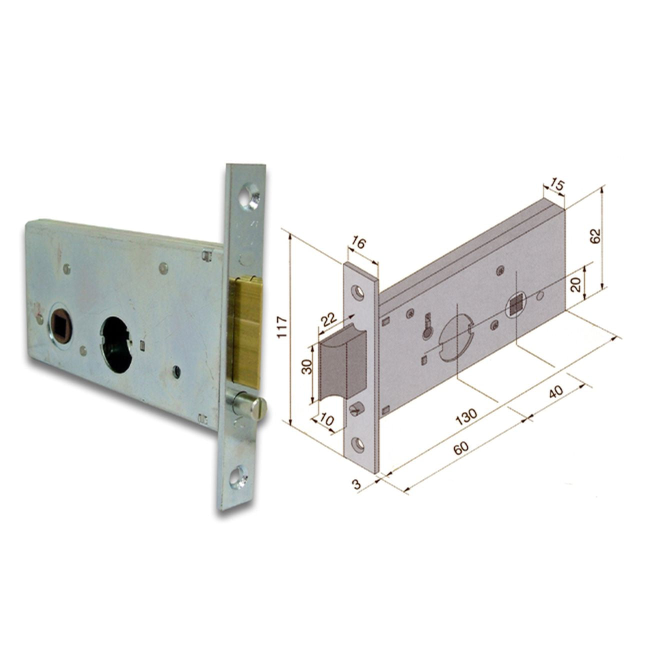 Welka 12360010 Serratura Infilare Cil Tondo F16