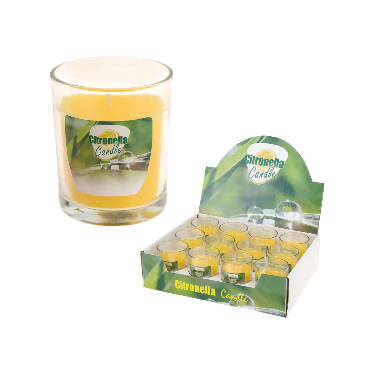 Candela alla citronella in vaso di vetro