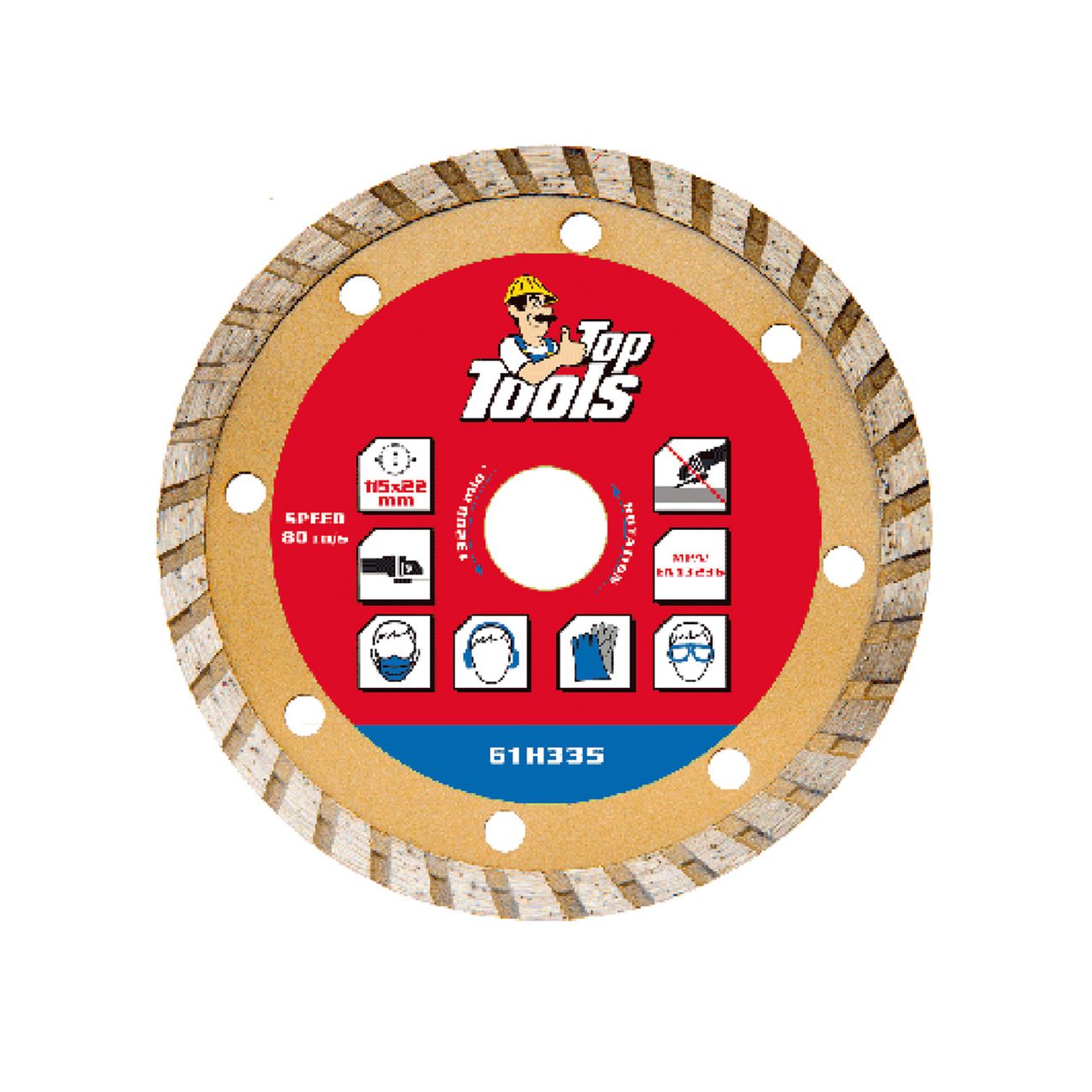 Disco diamantato Ø 115 mm - foro 22,2 mm turbo, a corona continua