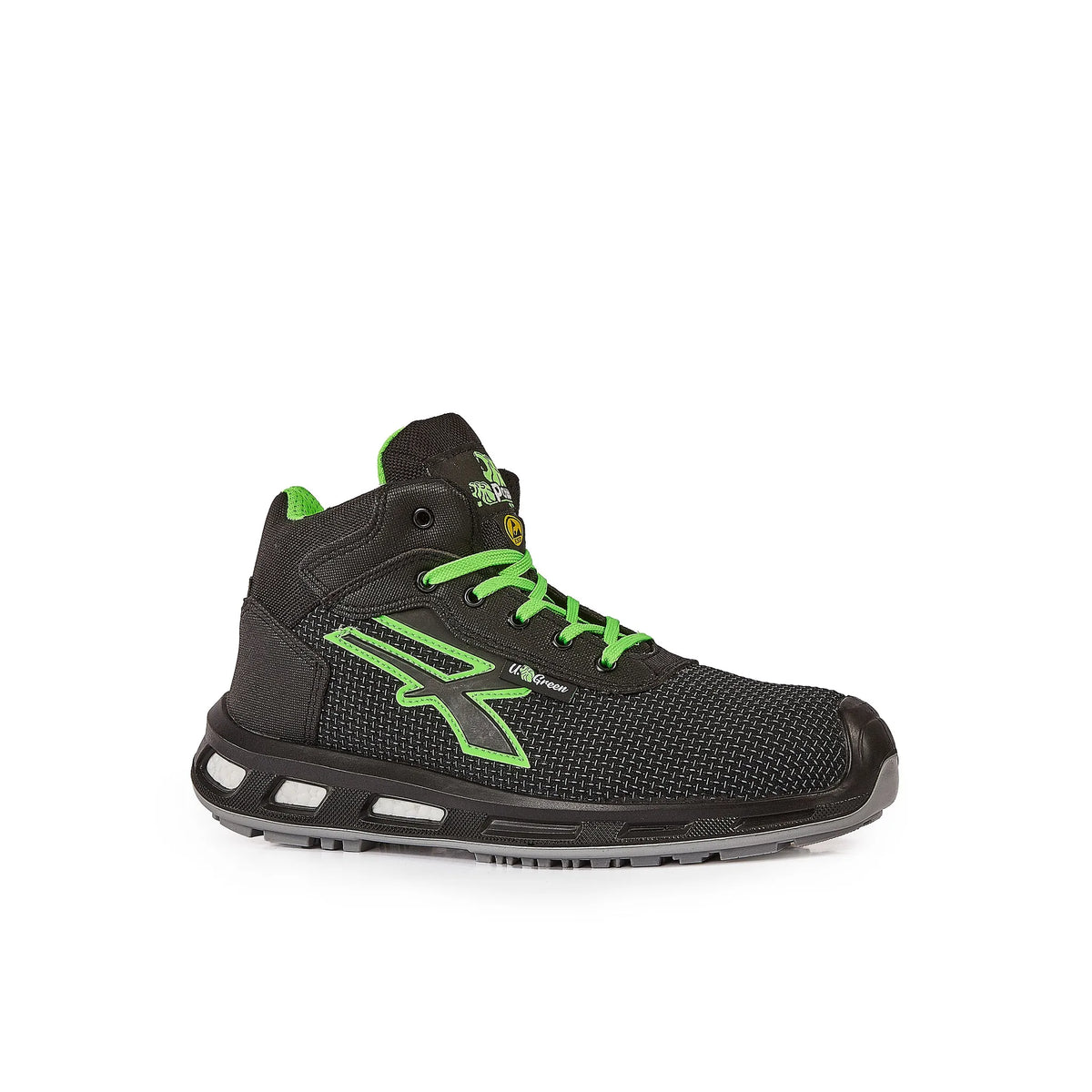 Scarpe antinfortunistiche alte U-Power VENTURA s ESD S3S CI FO SR Black/Verde Fluo