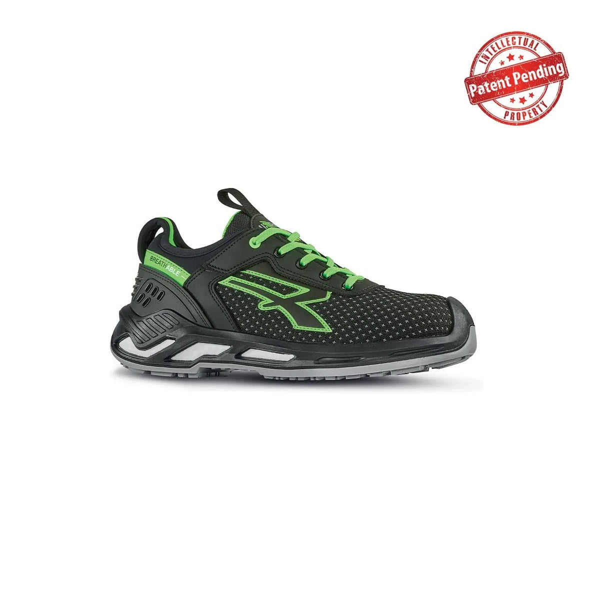 Scarpe antinfortunistiche basse U-Power BRYAN s ESD S3S CI FO SR Black/Verde Fluo