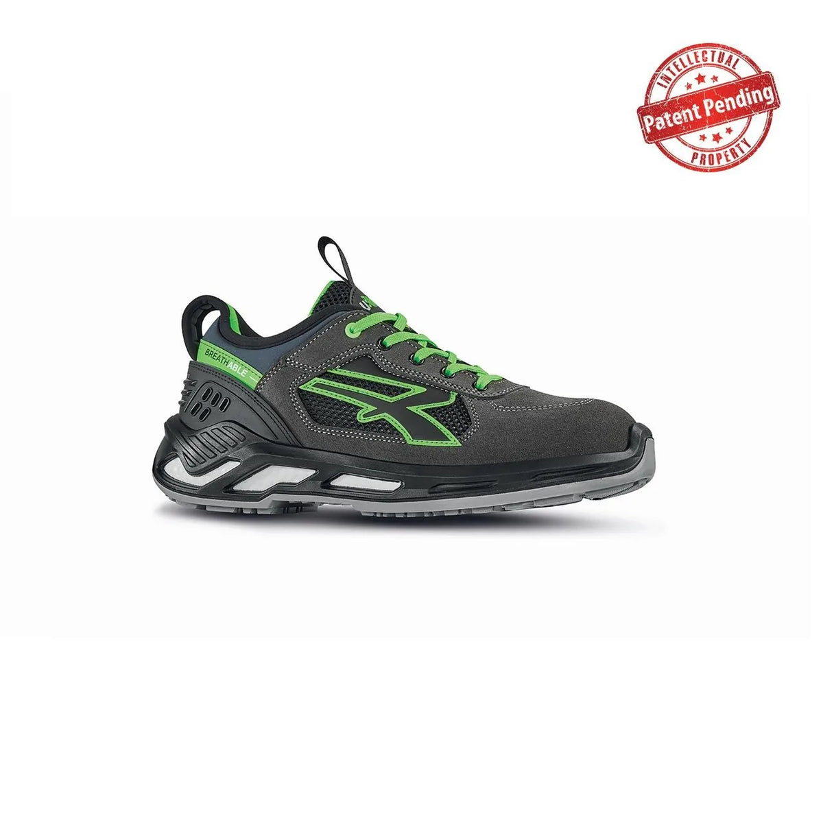 Scarpe antinfortunistiche basse U-Power NEGAN s ESD S1PS FO SR Grey/Verde Fluo