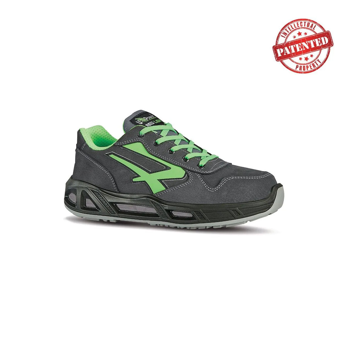 Scarpe antinfortunistiche basse U-Power YODA CARPET s ESD S3S CI FO SR Grey/Verde Fluo